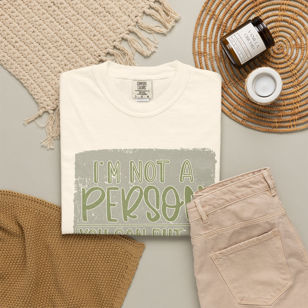 Textured Graphic T-Shirt — "I’m Not a Person You Can Put on Speaker Phone" Funny Quote Tee