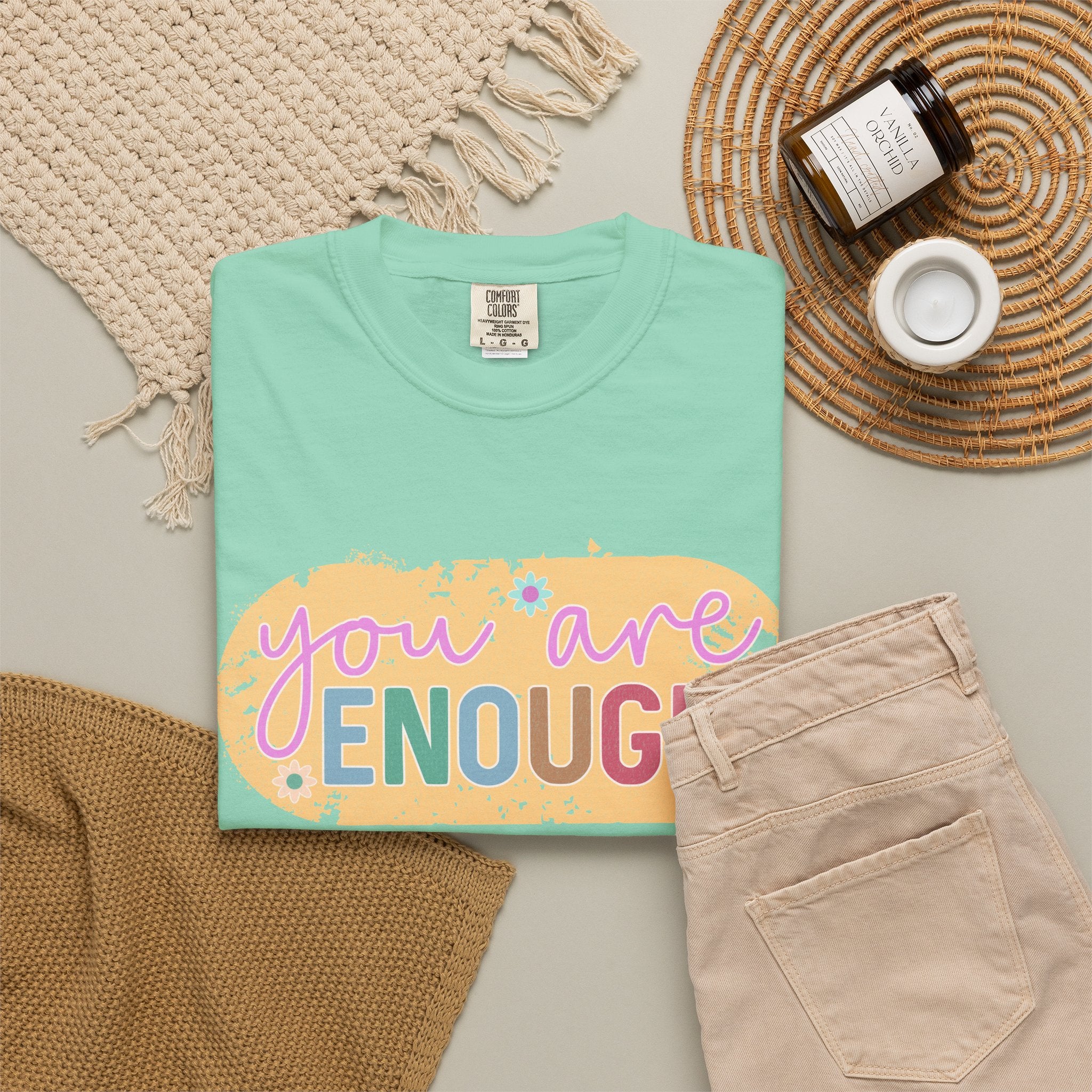 You Are Enough Textured T-Shirt — Positive Message Graphic Tee