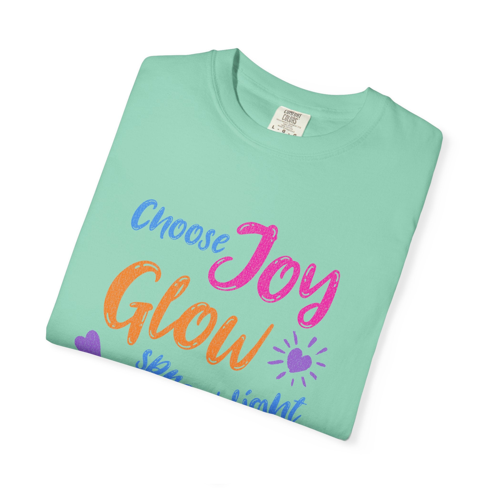 Textured Choose Joy Glow Spread Light Daily T-Shirt — Inspirational Positive Message Tee