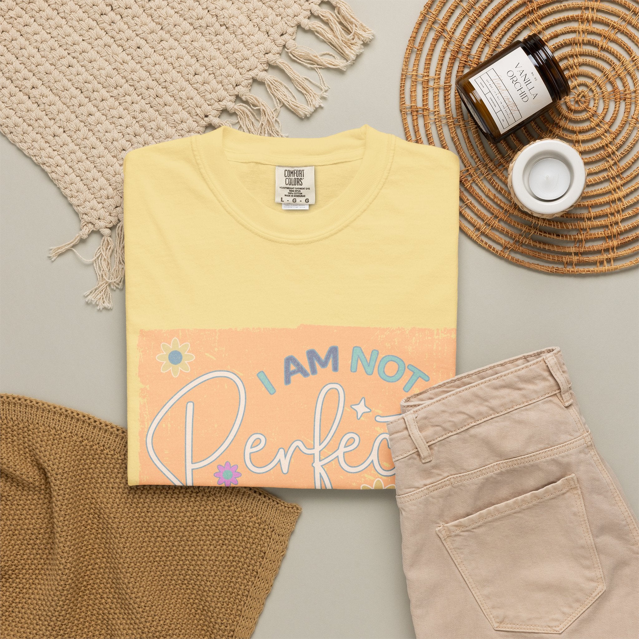 I Am Not Perfect Textured Retro Graphic T-Shirt — Positive Self-Love Tee