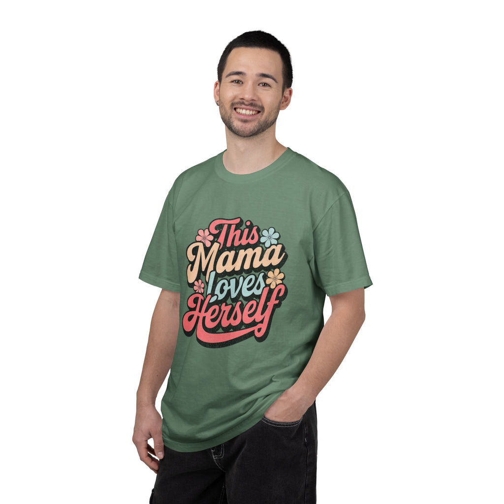 This Mama Loves Herself T-Shirt |Textured Retro Floral Typography