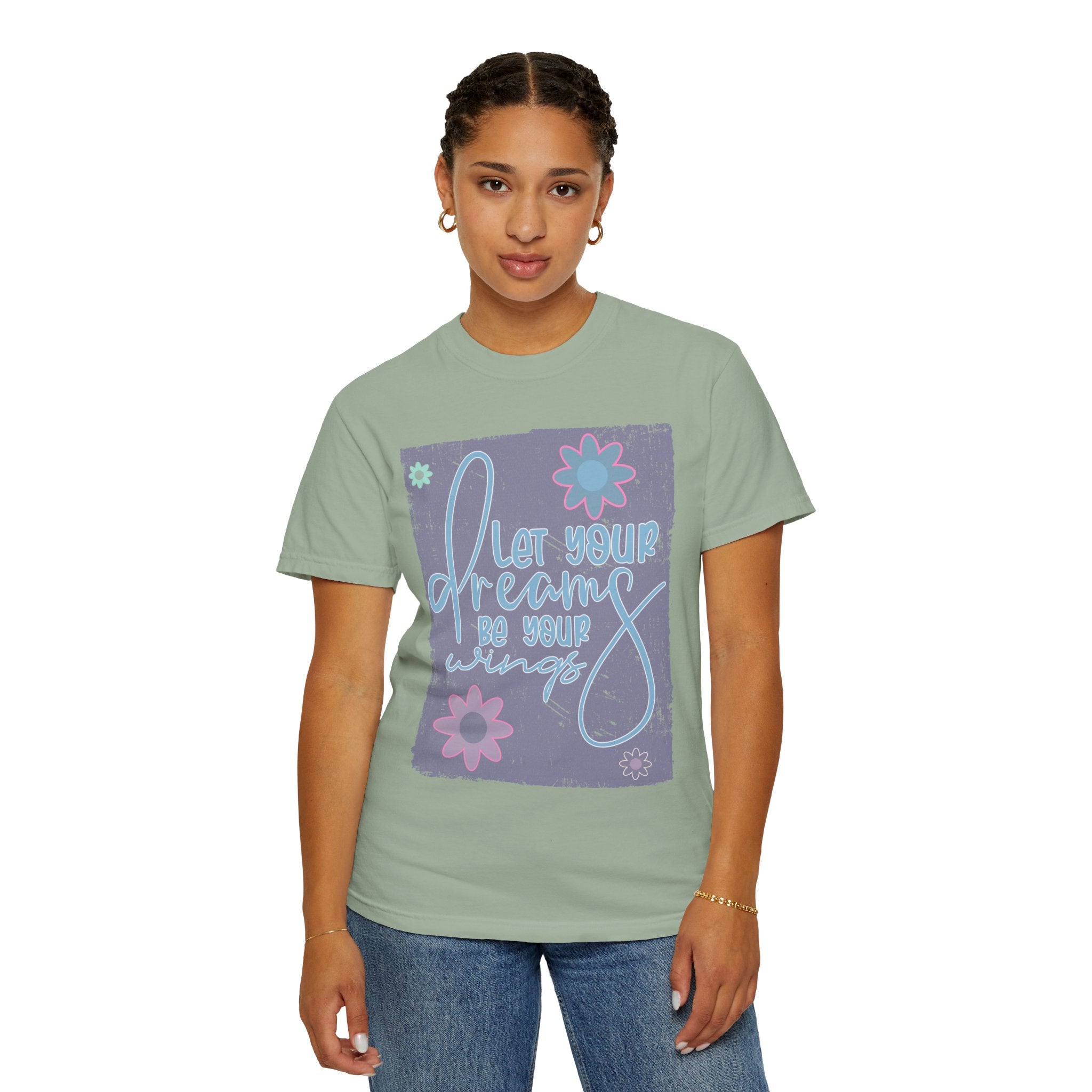 Textured Dream Big Floral T-Shirt — "Live Your Dreams" Inspirational Graphic Tee