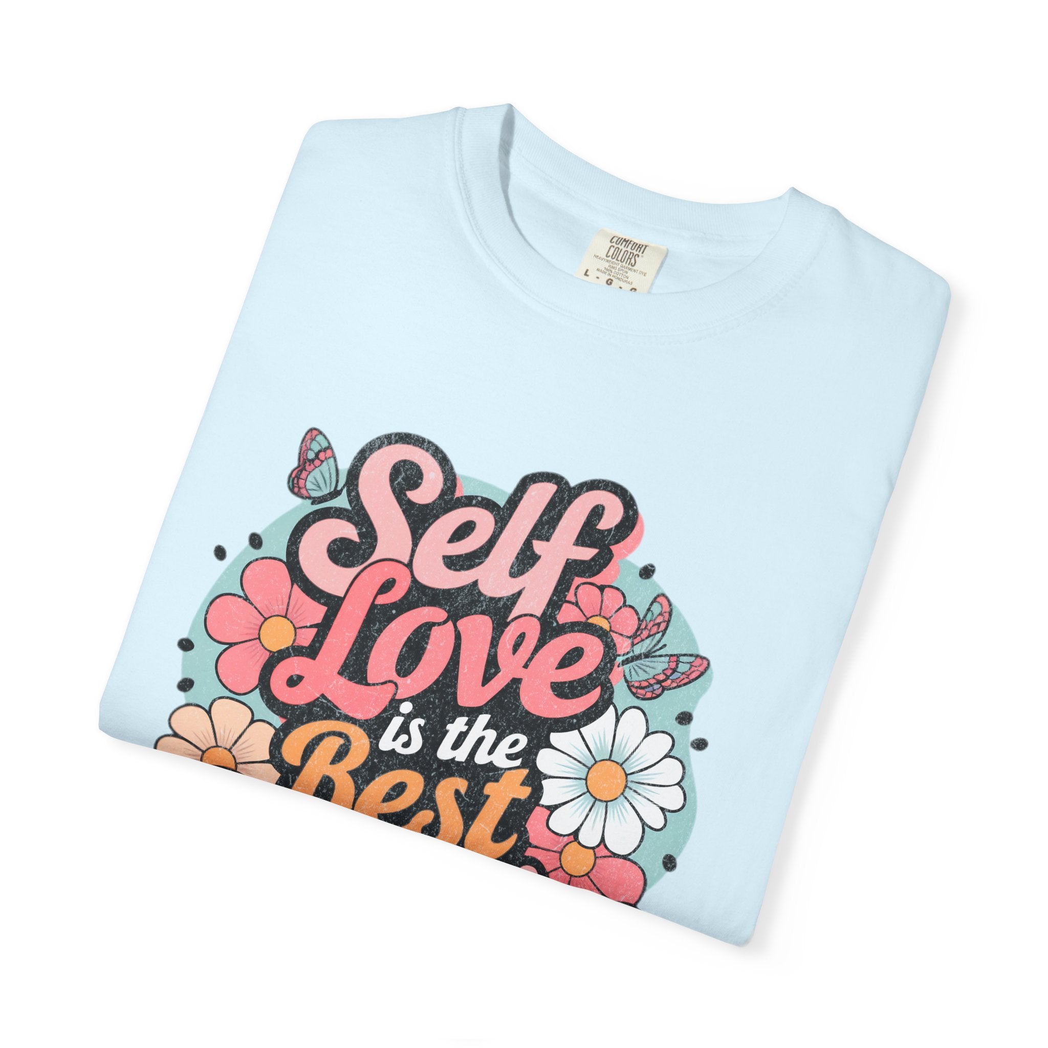 Self Love is the Best Medicine T-Shirt |Textured Floral Script Mental Health Design