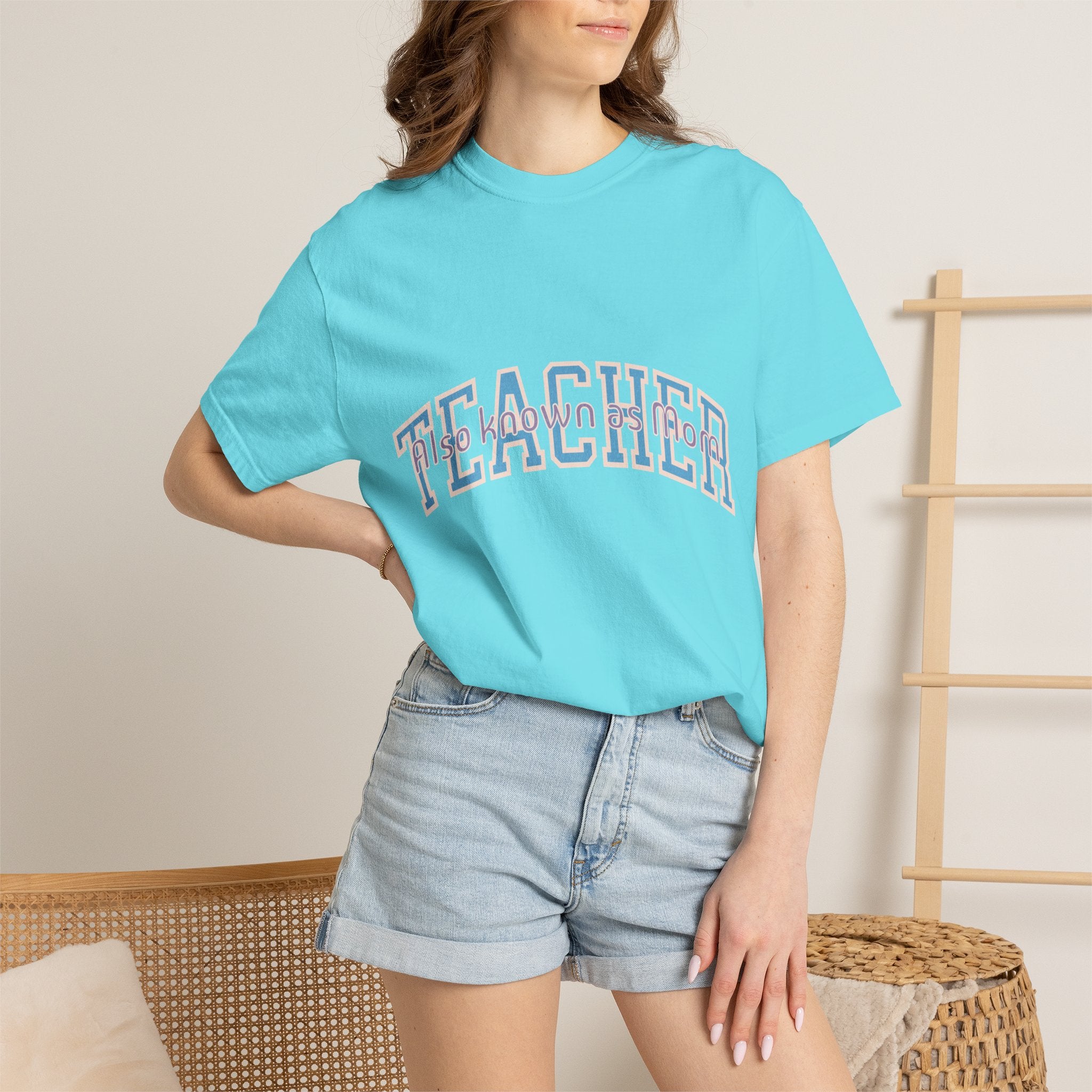 Teacher Also Known As Mom T‑Shirt — Textured Retro School Staff Gift