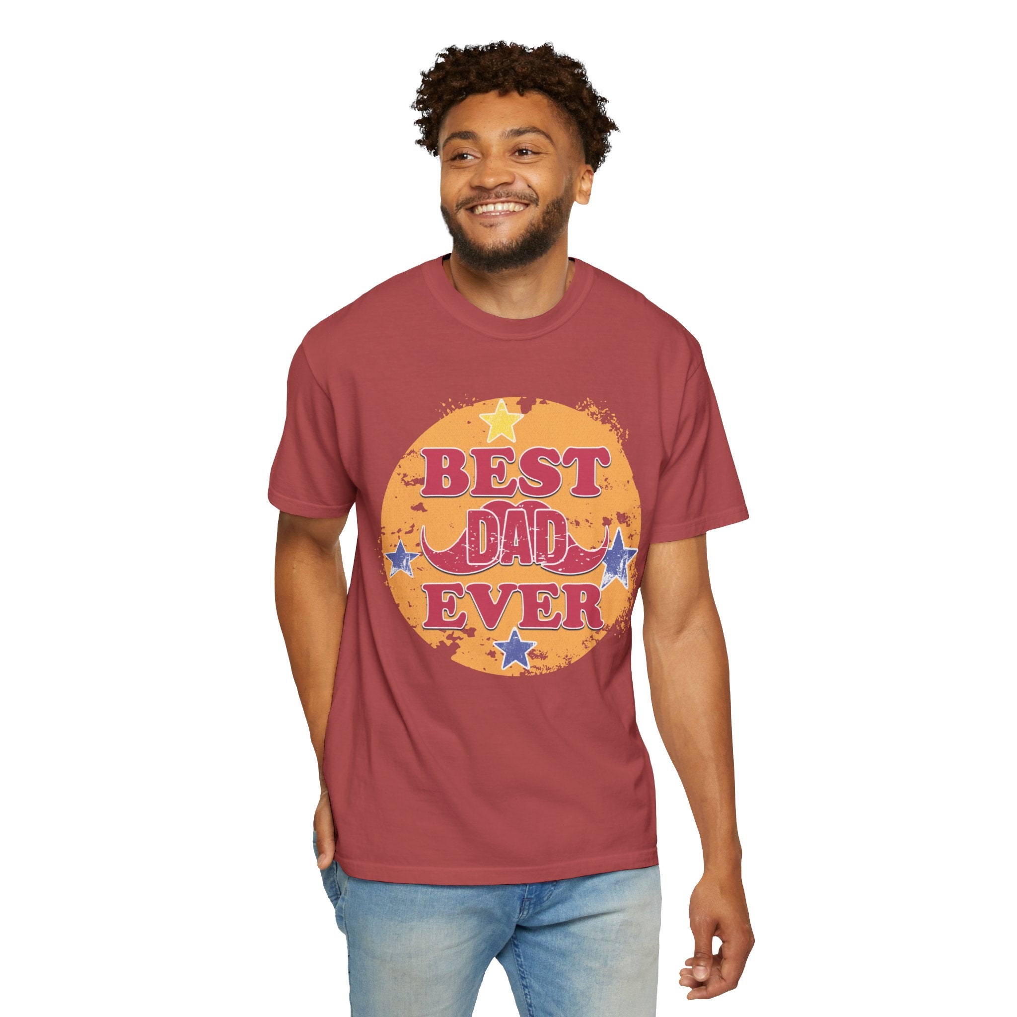 Best Dad Ever Textured T-Shirt — Retro Stars Father's Day Tee