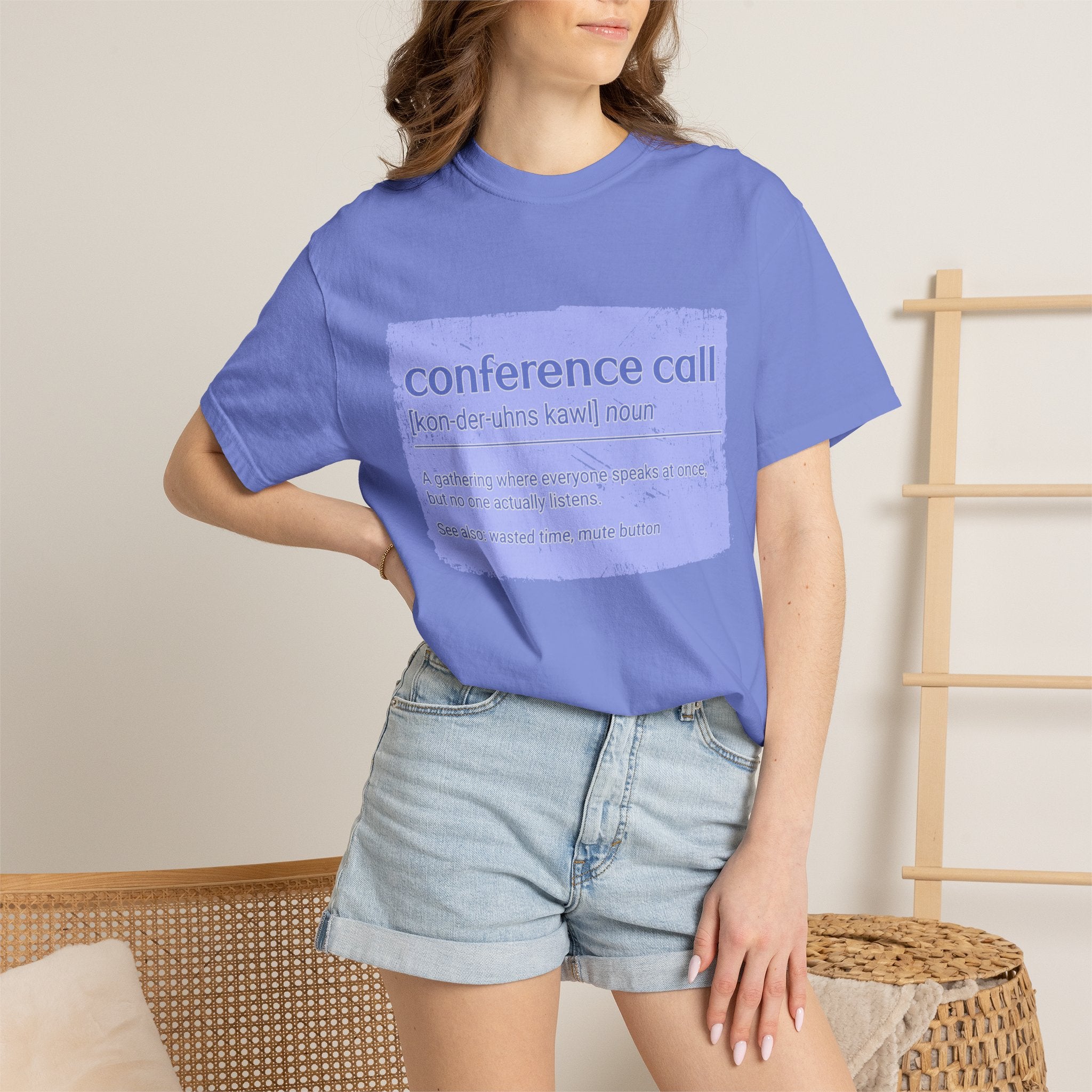 Conference Call Textured T-Shirt – Funny Work-From-Home Graphic Tee