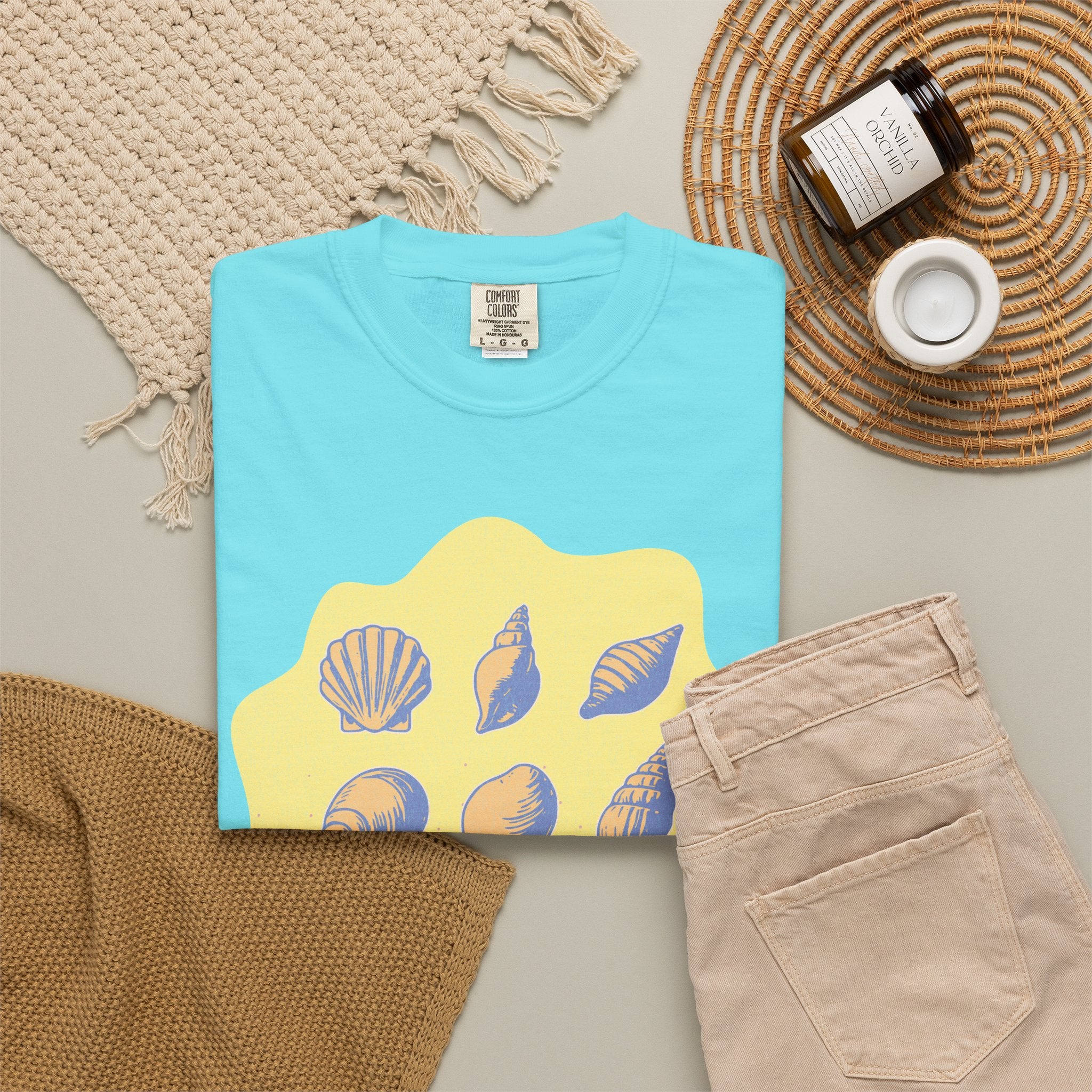 Vintage Seashells And Sunshine Textured T-Shirt