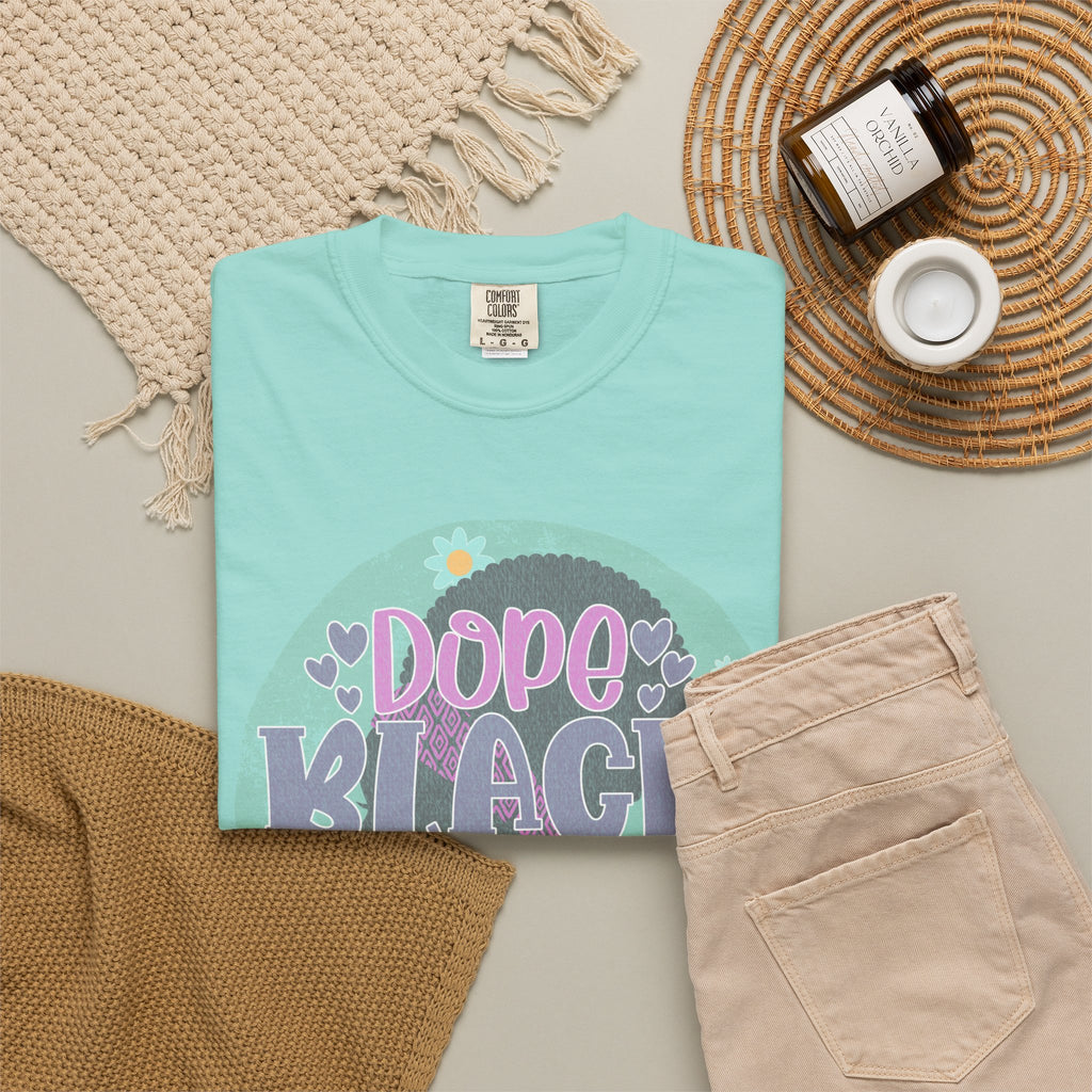 Dope Black Mom Textured T-Shirt — Retro Floral Pride Tee for Black Mothers