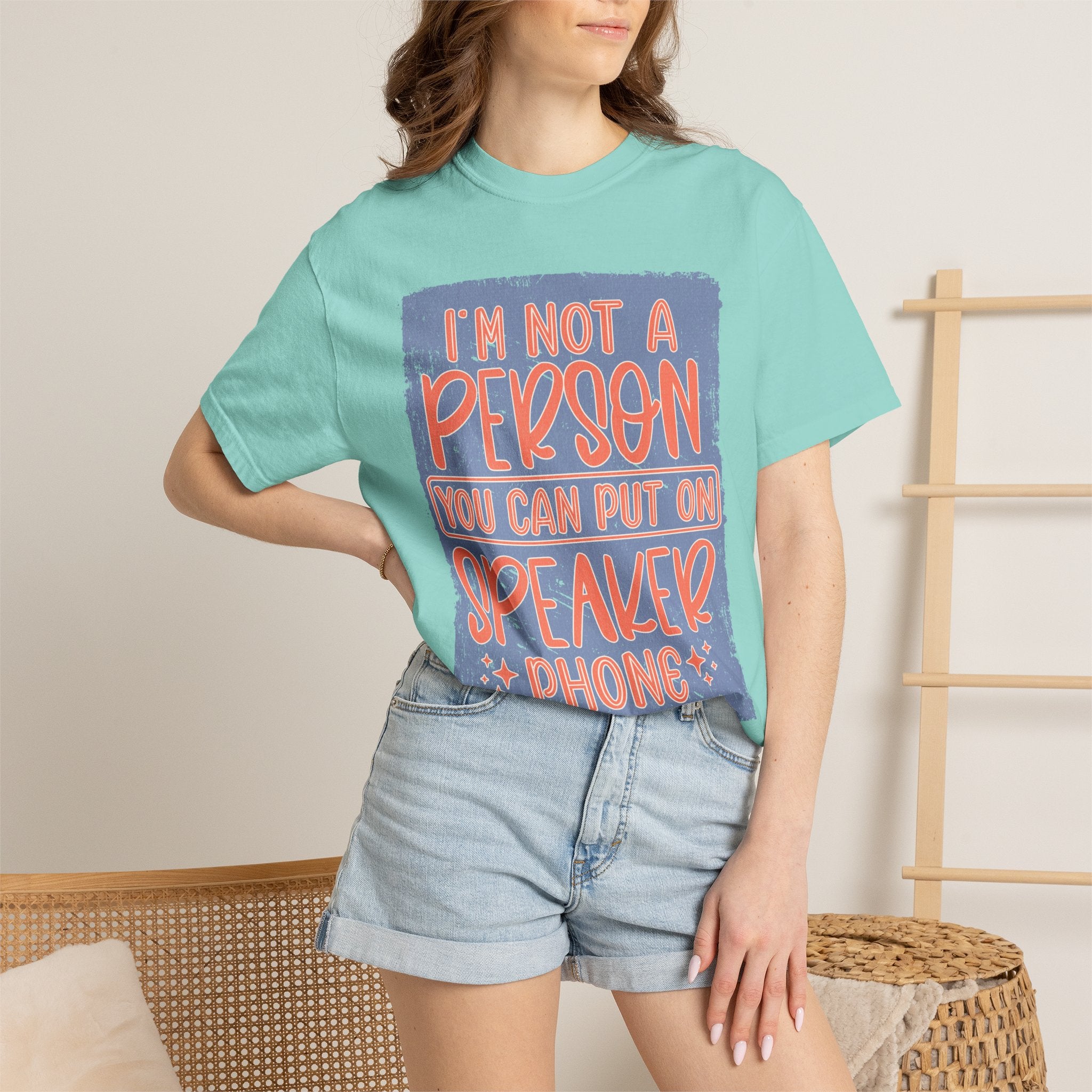 Textured T-Shirt — "I’m Not a Person You Can Put on Speaker Phone" Graphic Tee
