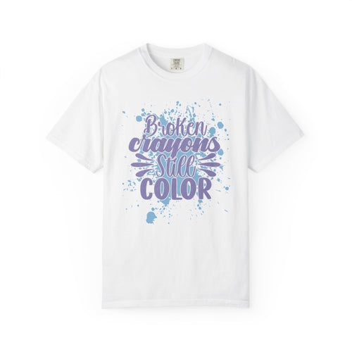 Broken Crayons Still Color  Textured T-Shirt — Inspirational Art Quote Tee