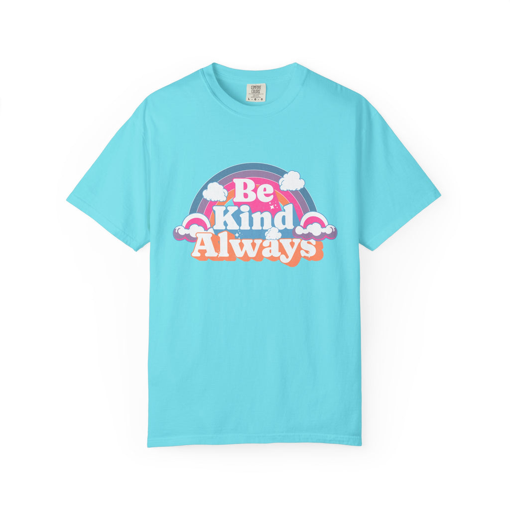 Be Kind Always Textured T-Shirt — Retro Rainbow Graphic Tee