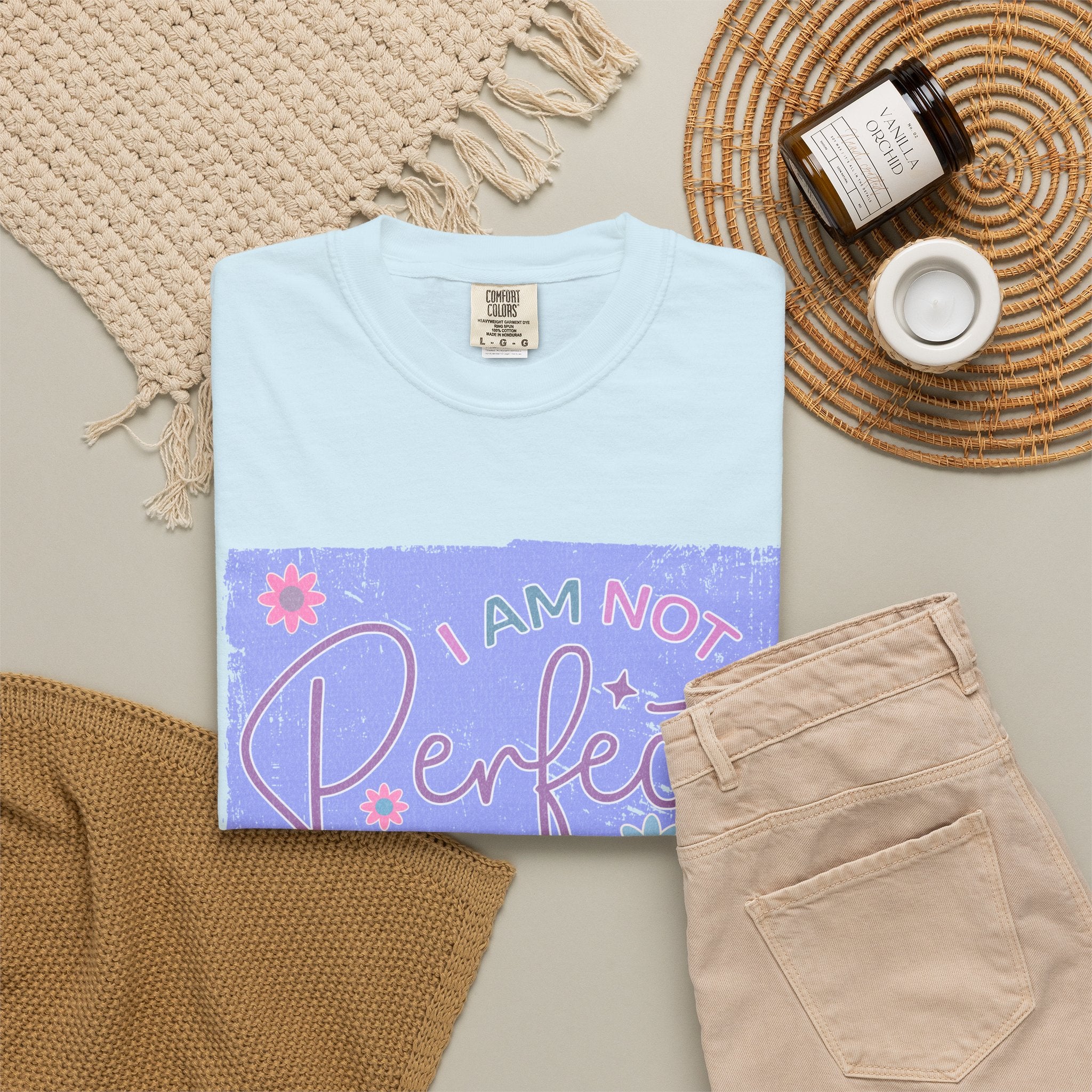 I Am Not Perfect Floral Textured T-Shirt