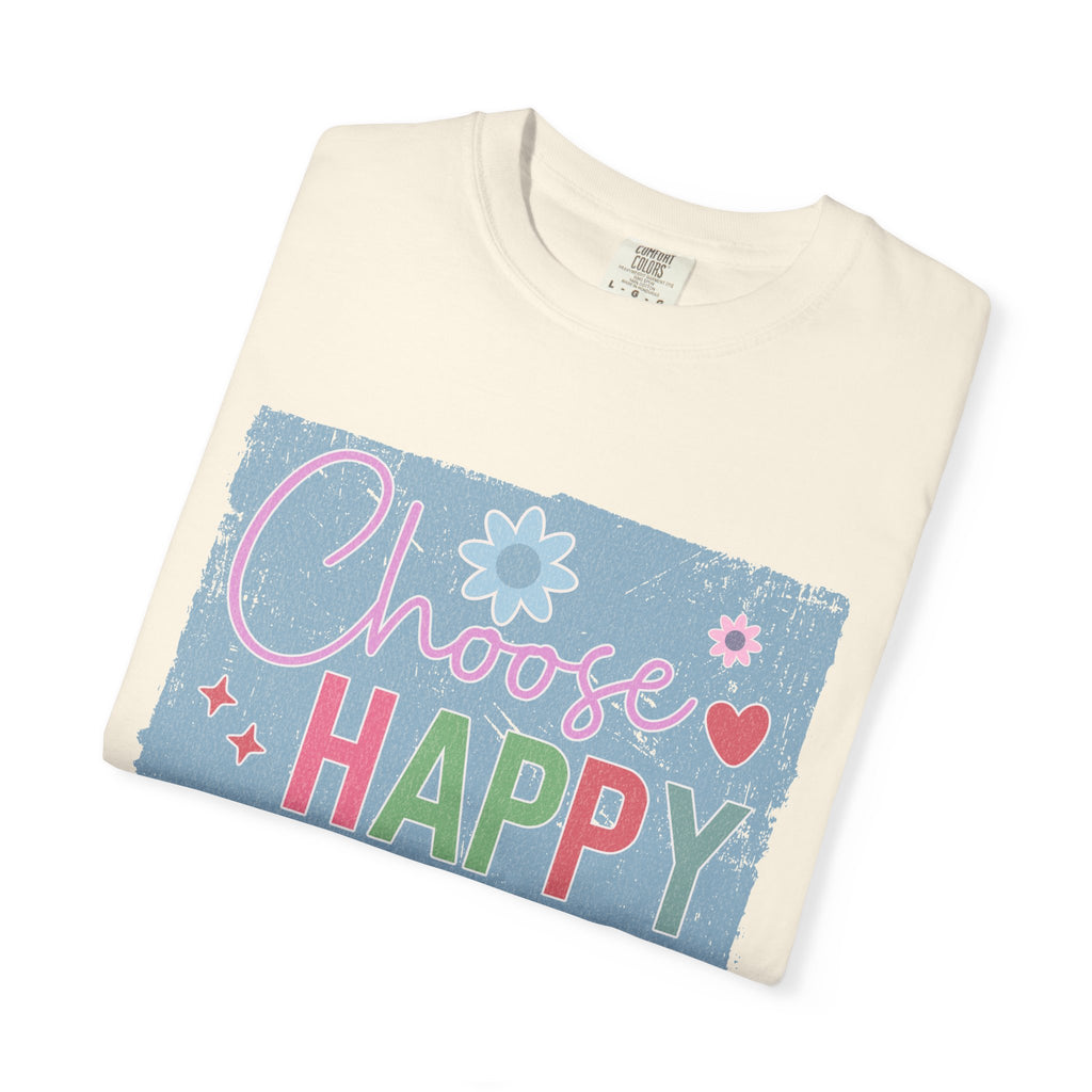 Choose HappyTextured T-Shirt — Positive Floral Graphic Tee