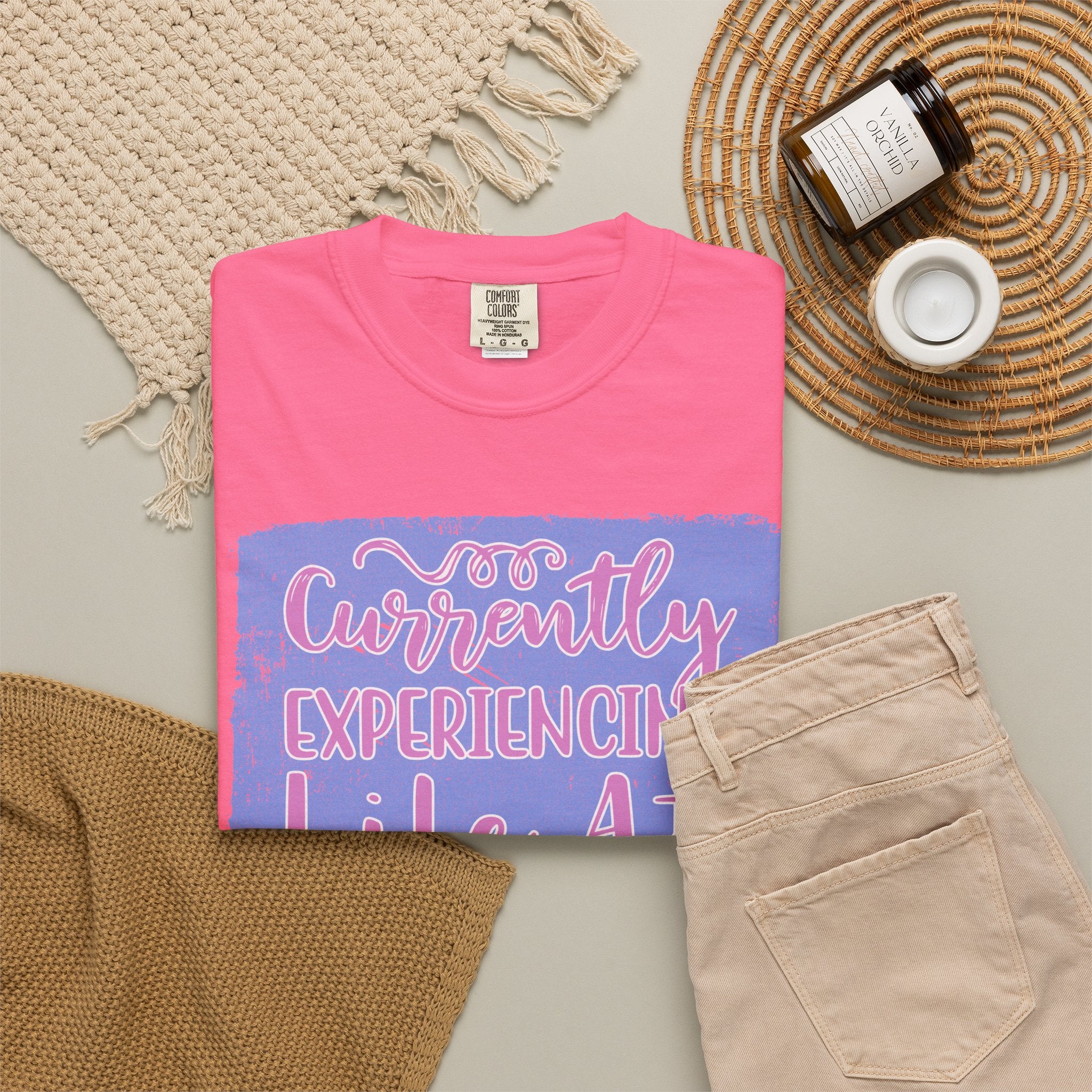 Textured T-Shirt — "Currently Experiencing Life at 15 WTS Per Hour" Retro Graphic Tee