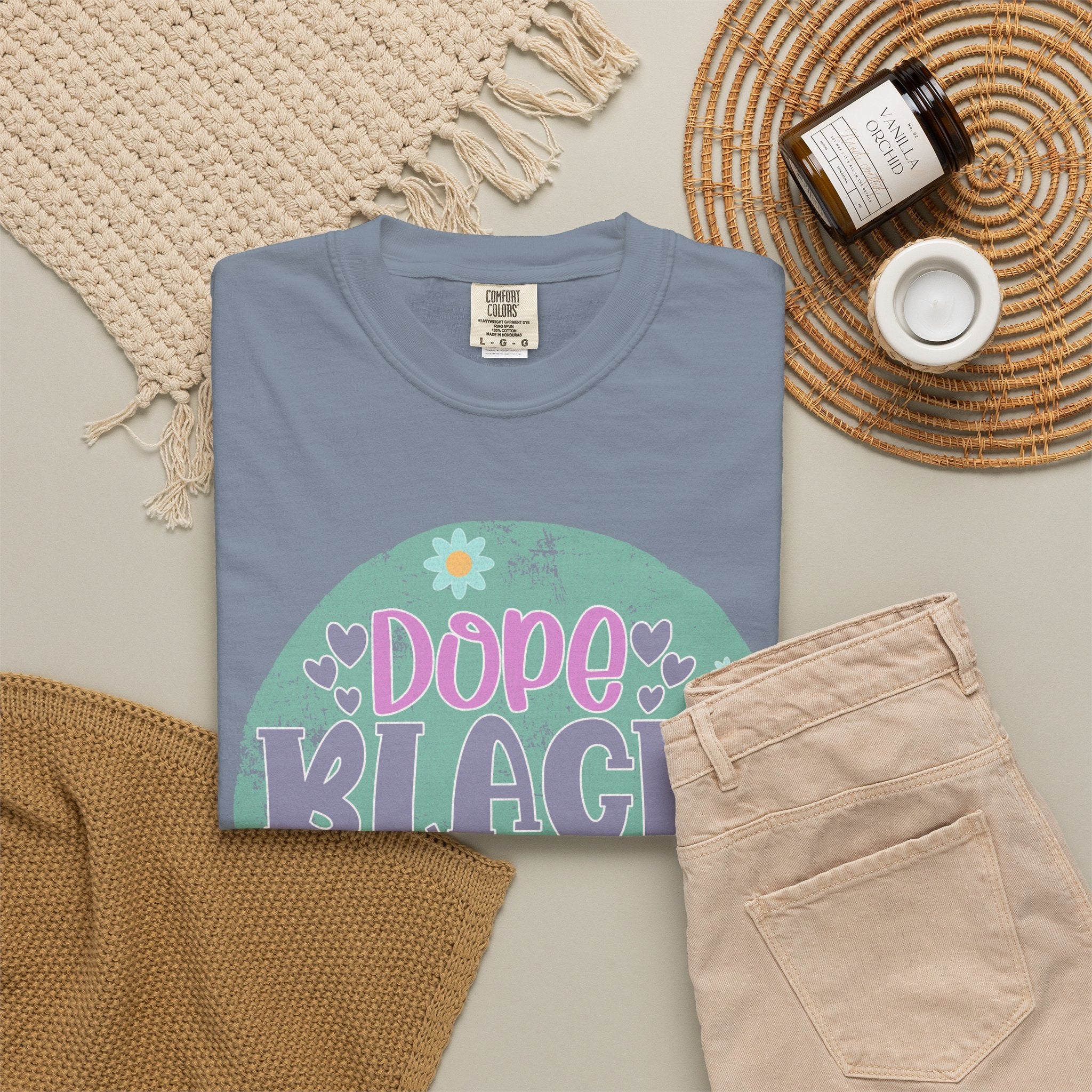 Textured T-Shirt — Dope Black Mom Floral Graphic Tee