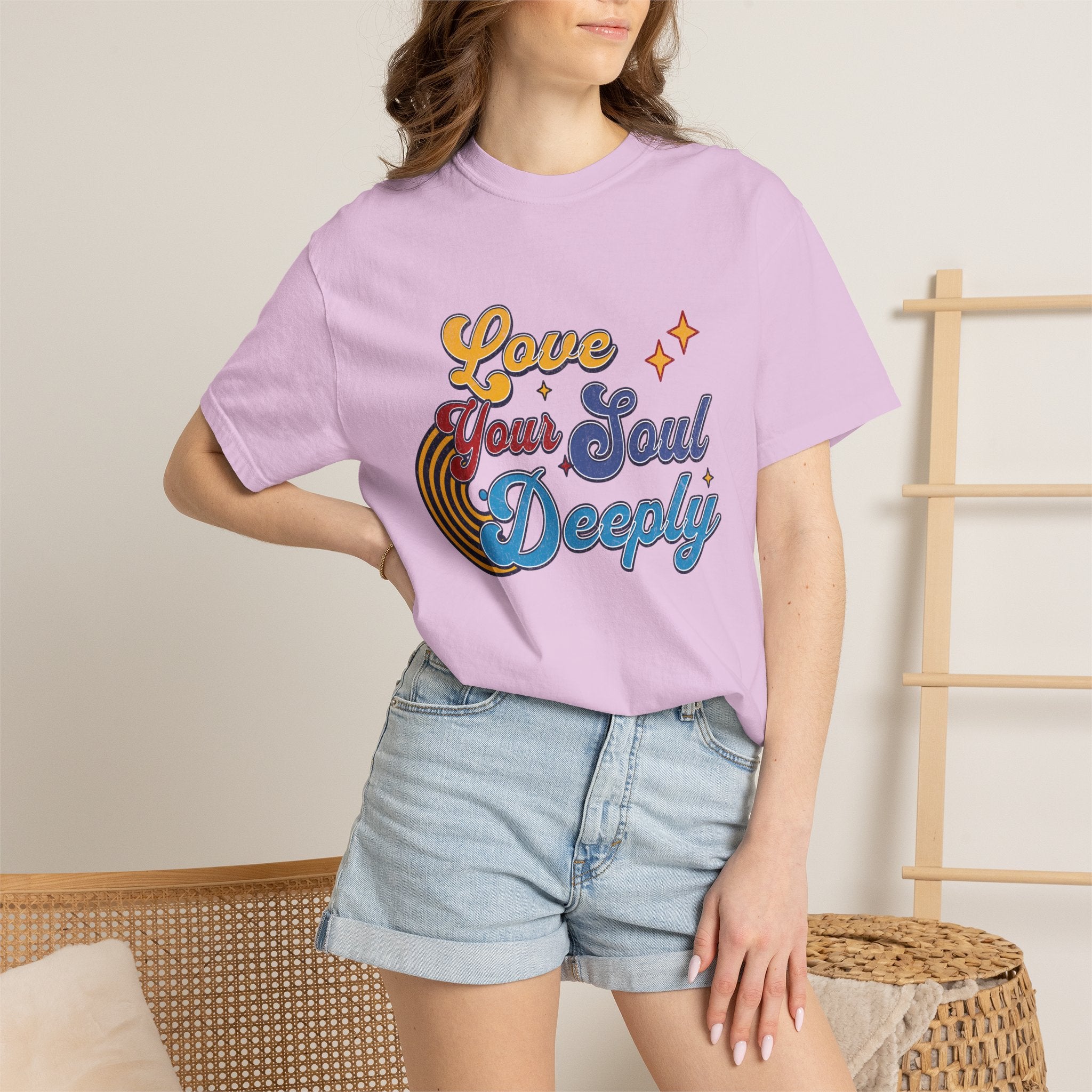 Textured Love Your Soul Deeply T-Shirt — Retro Positive Message Tee
