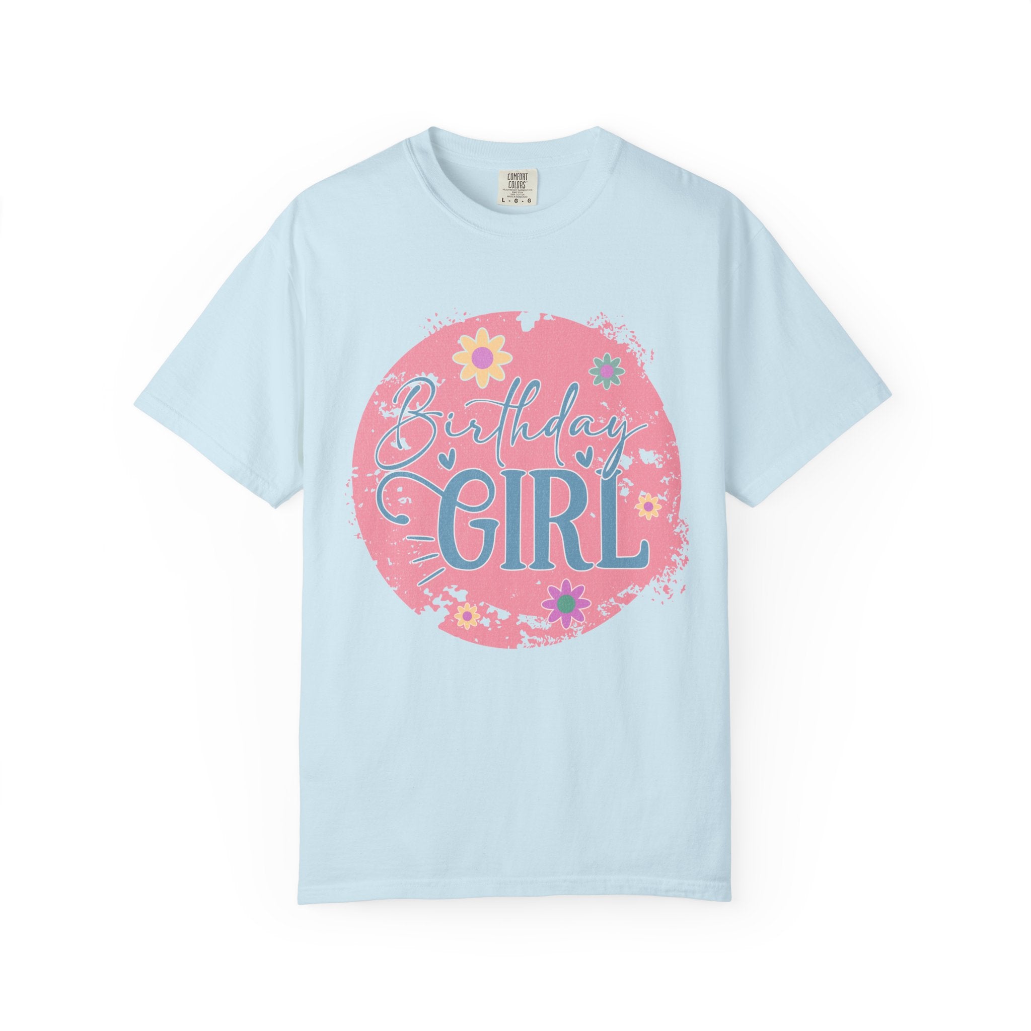 Birthday Girl Textured T-Shirt — Floral Pink Celebration Tee