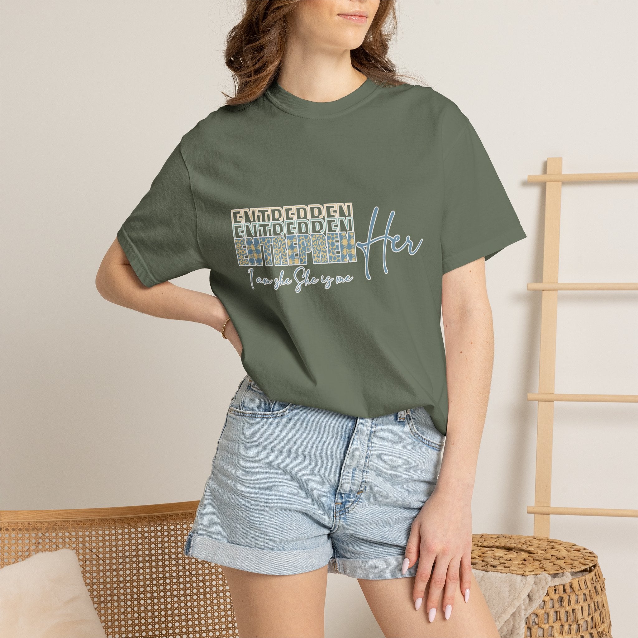 EntreprenHer Leopard Print Script Tee — "I run this, She runs you" Inspirational Graphic Tee