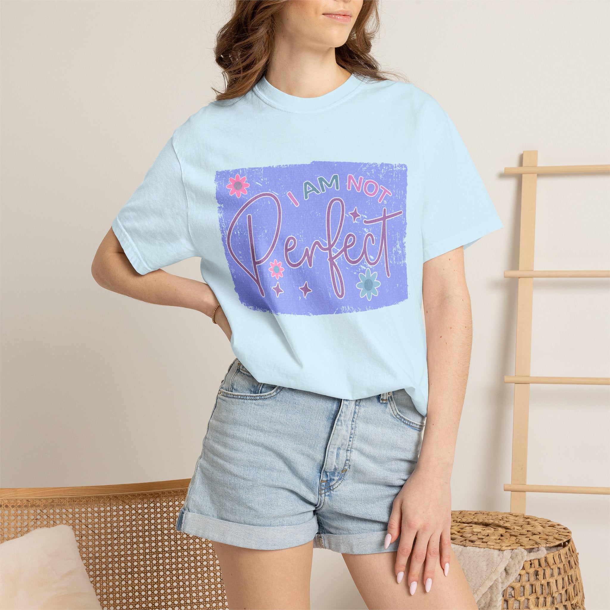 I Am Not Perfect Floral Textured T-Shirt