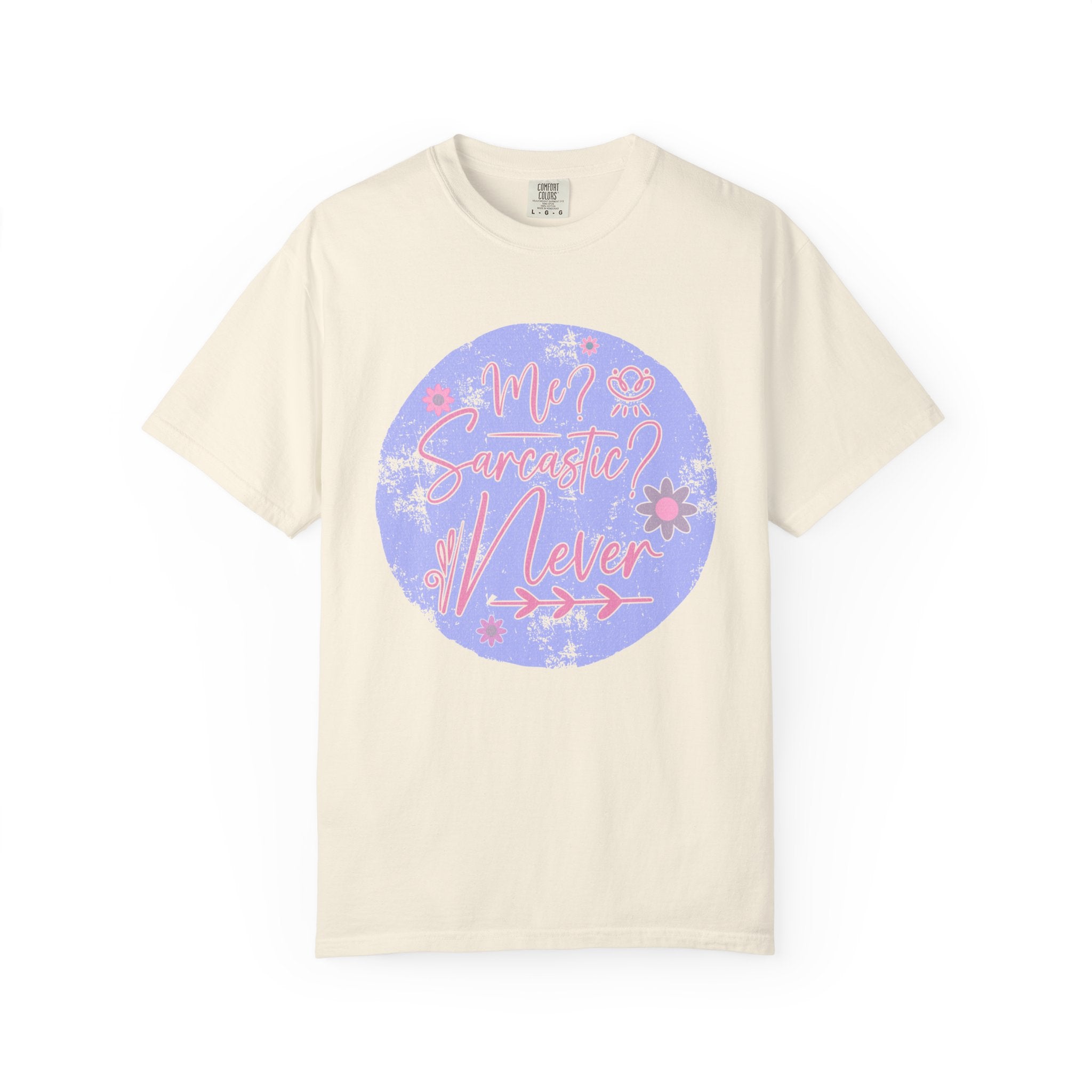 Me Sarcastic Textured Floral T‑Shirt — Retro Pastel Circle Graphic Tee