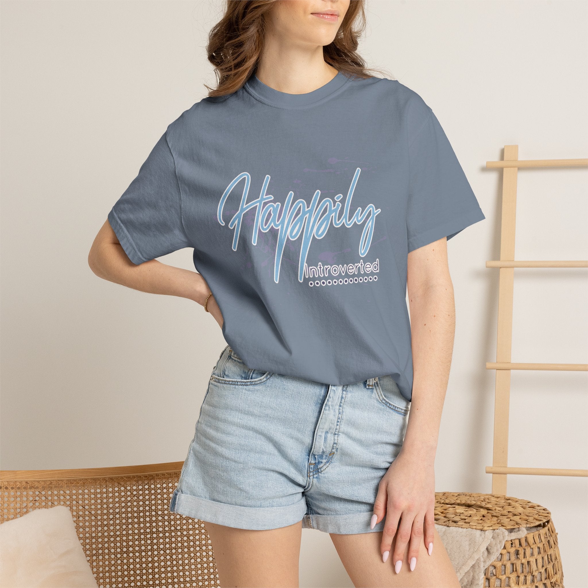 Introverted Aesthetic Textured T-Shirt — 'Anti-Social' Minimal Script Graphic