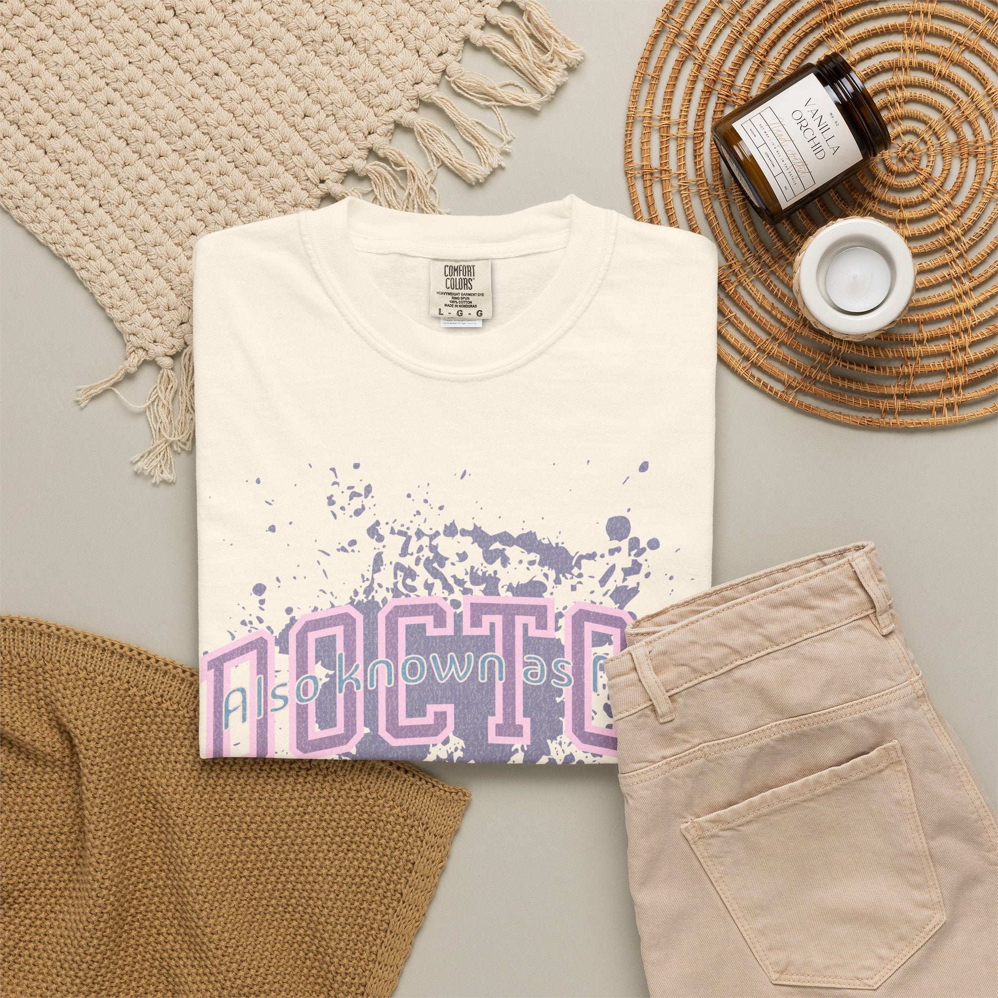 Doctor Also Known As Mom Textured T-Shirt — Retro Pink & Purple Splatter Medical Shirt