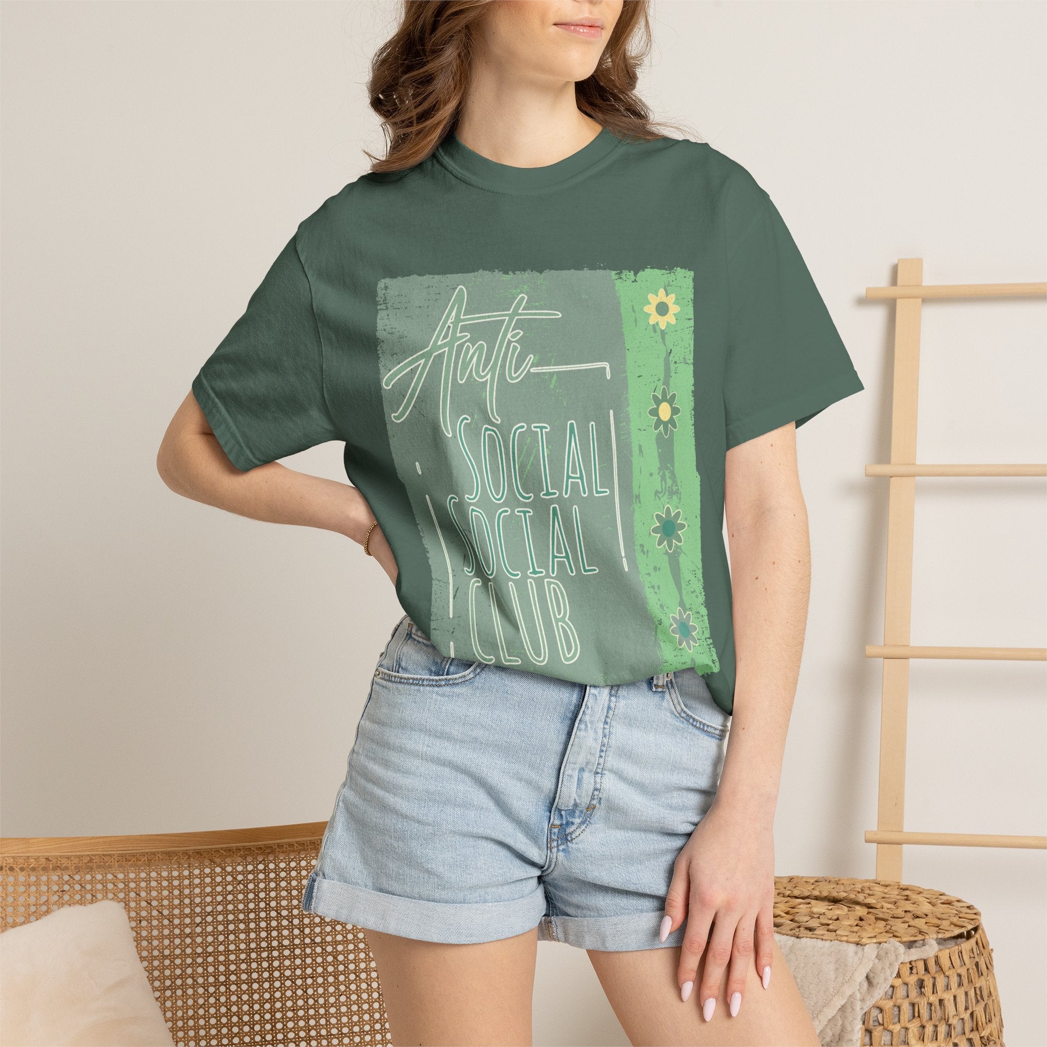 Textured Anti Social Social Club Floral Graphic T-Shirt