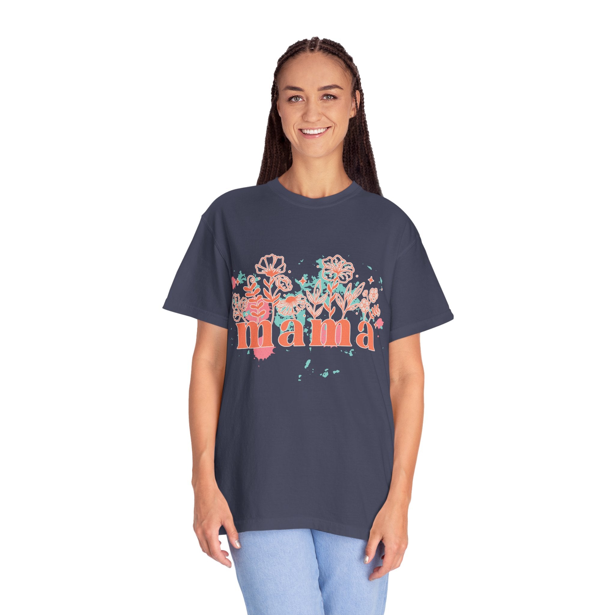 Mama Wildflower Floral Textured Splash Tee