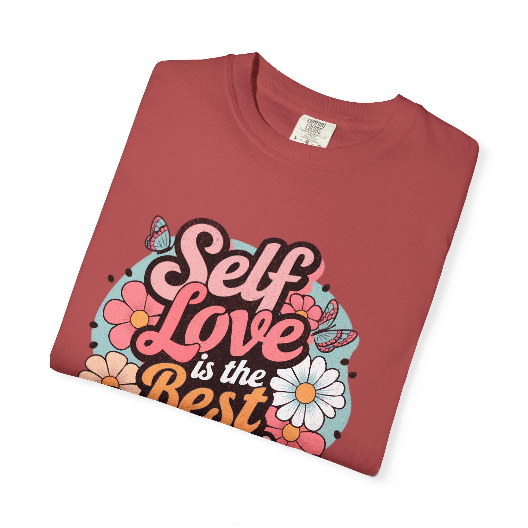 Self Love is the Best Medicine T-Shirt |Textured Floral Script Mental Health Design