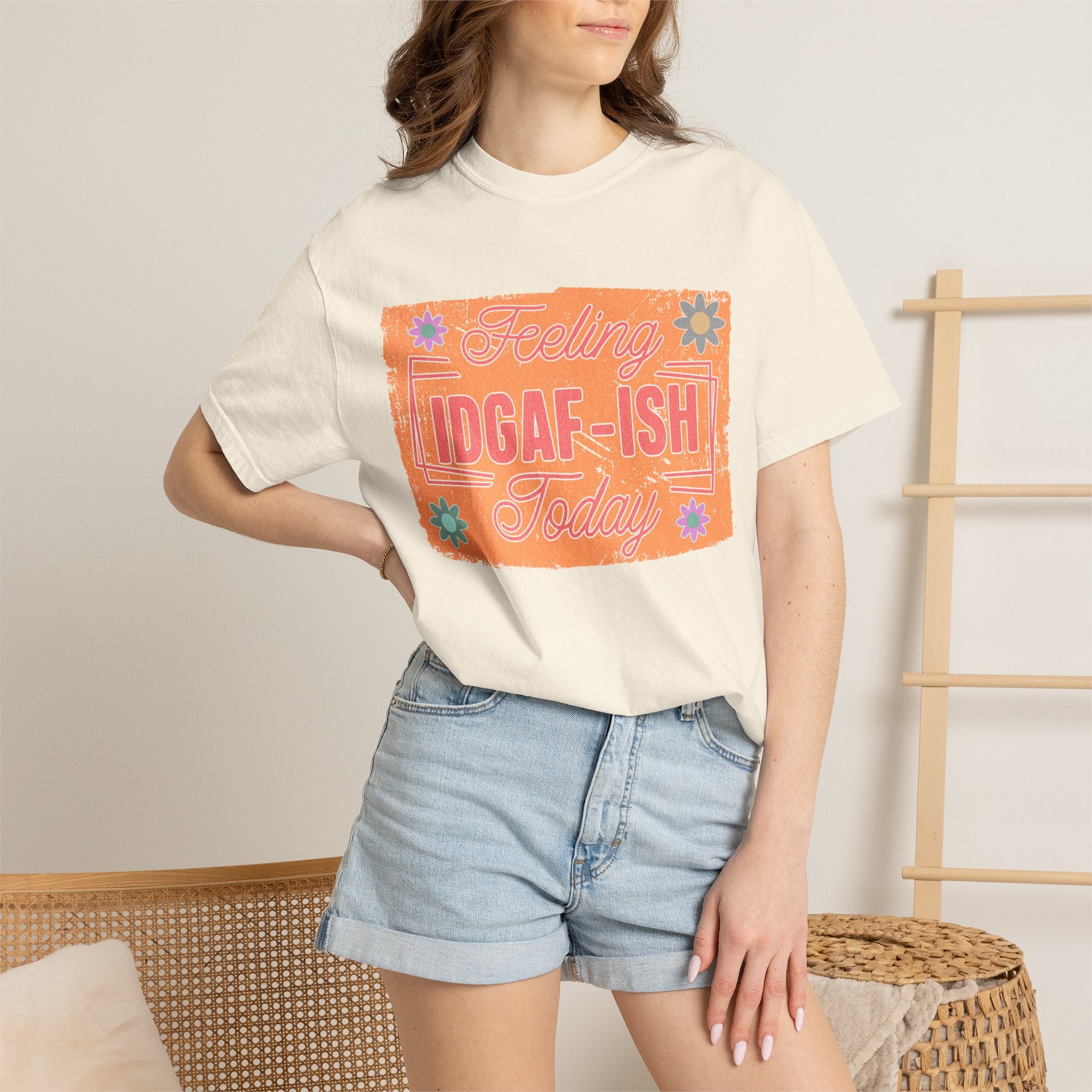 IDGAF-ISH Retro Floral Textured T-Shirt — Funny Sarcastic Graphic Tee