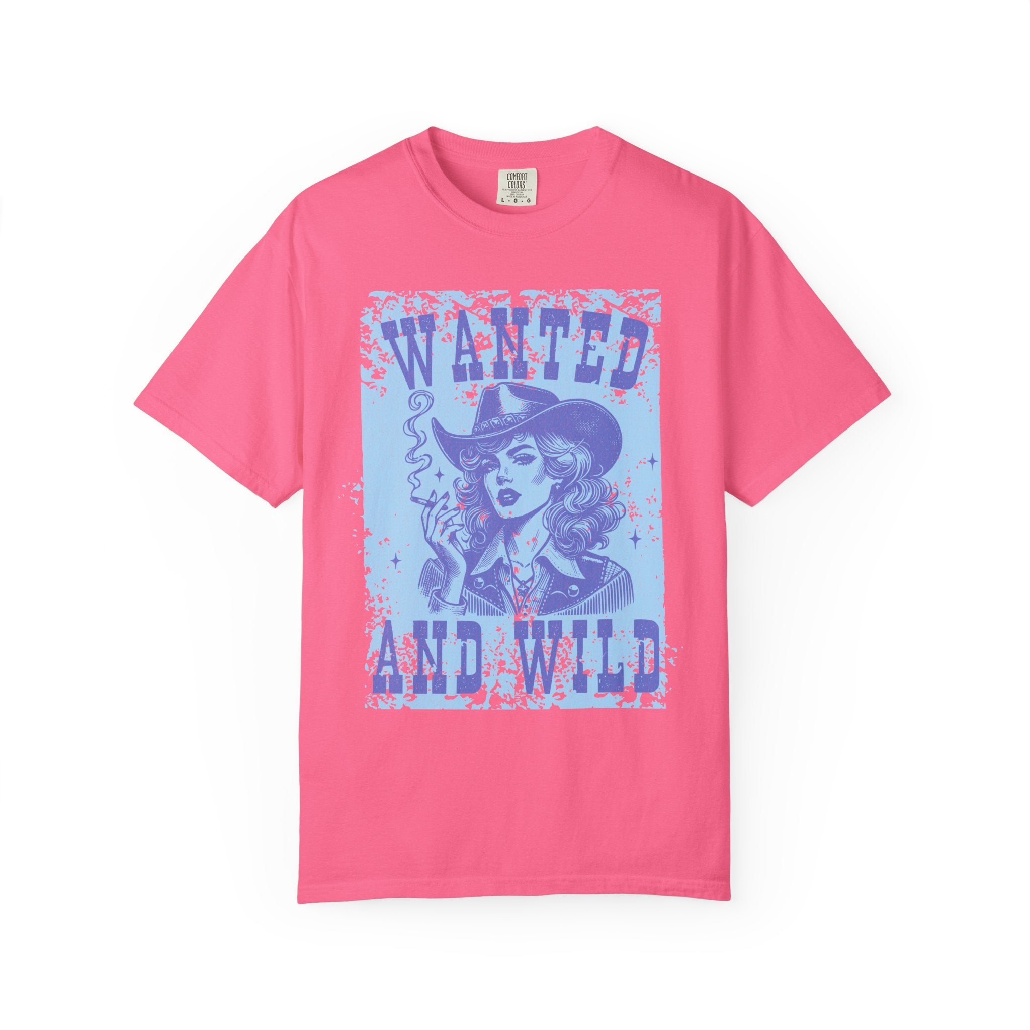 Wanted and Wild Cowboy Cowgirl  Textured T-Shirt