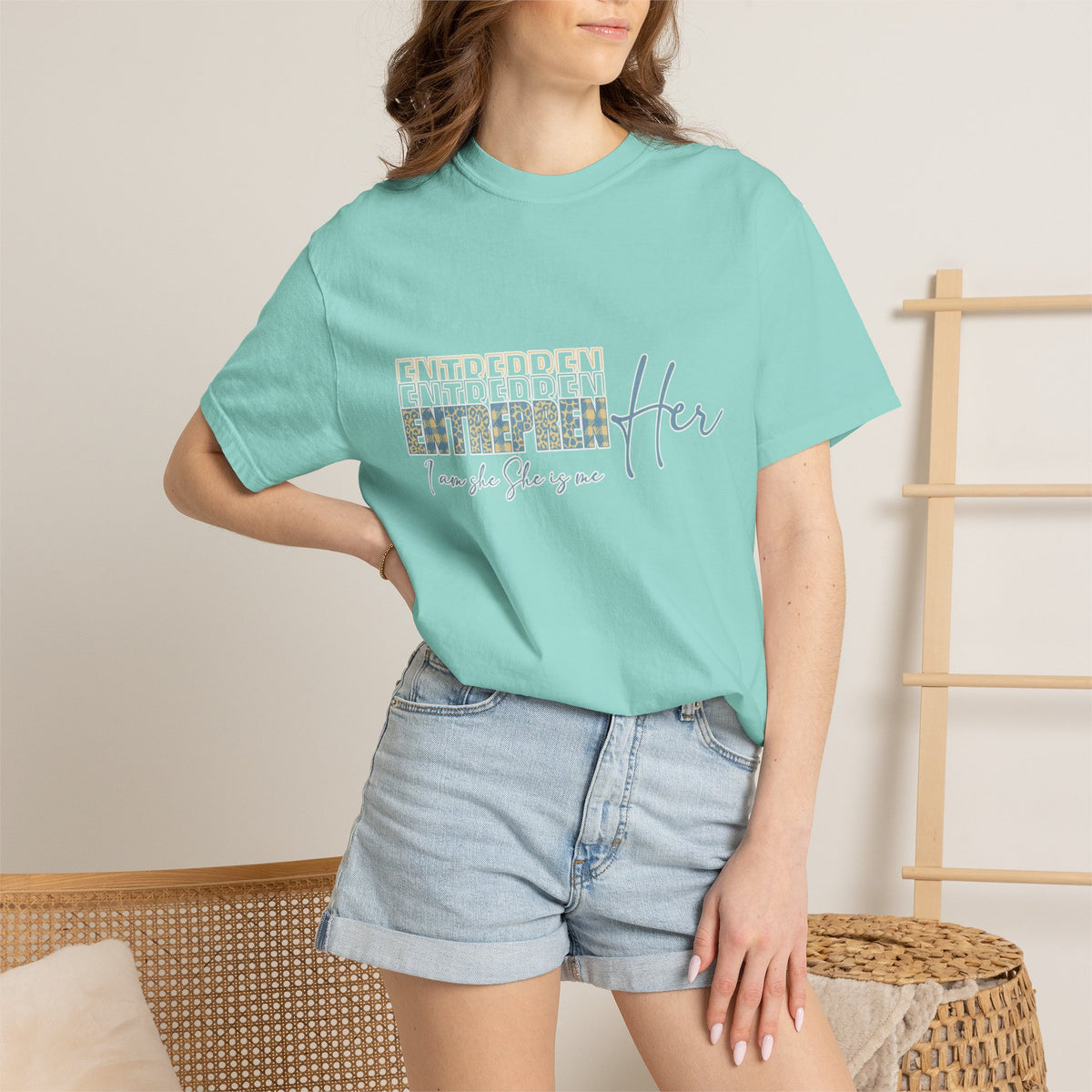 EntreprenHer Leopard Print Script Tee — "I run this, She runs you" Inspirational Graphic Tee