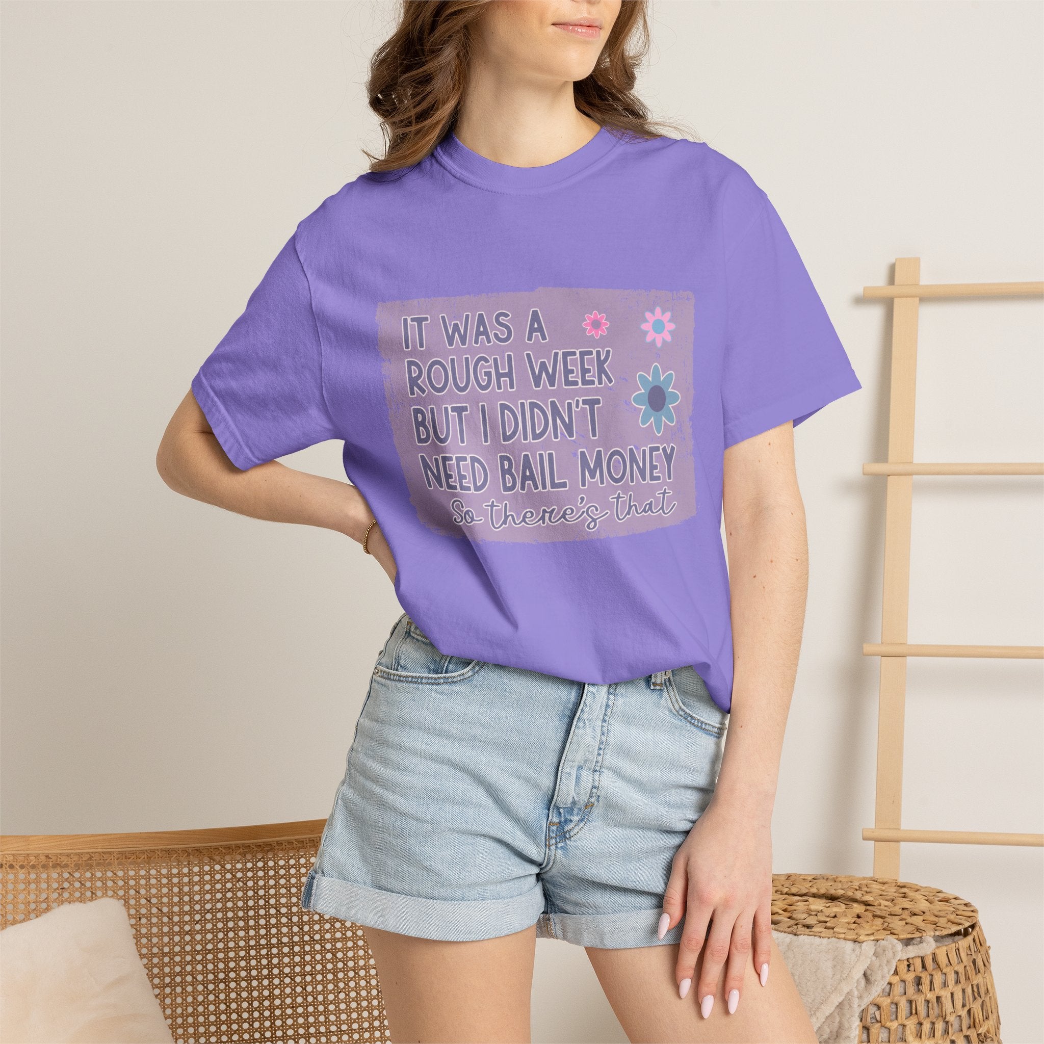 Textured Graphic T-Shirt — "Sarcastic Retro Rough Week Shirt  " Retro Floral Tee