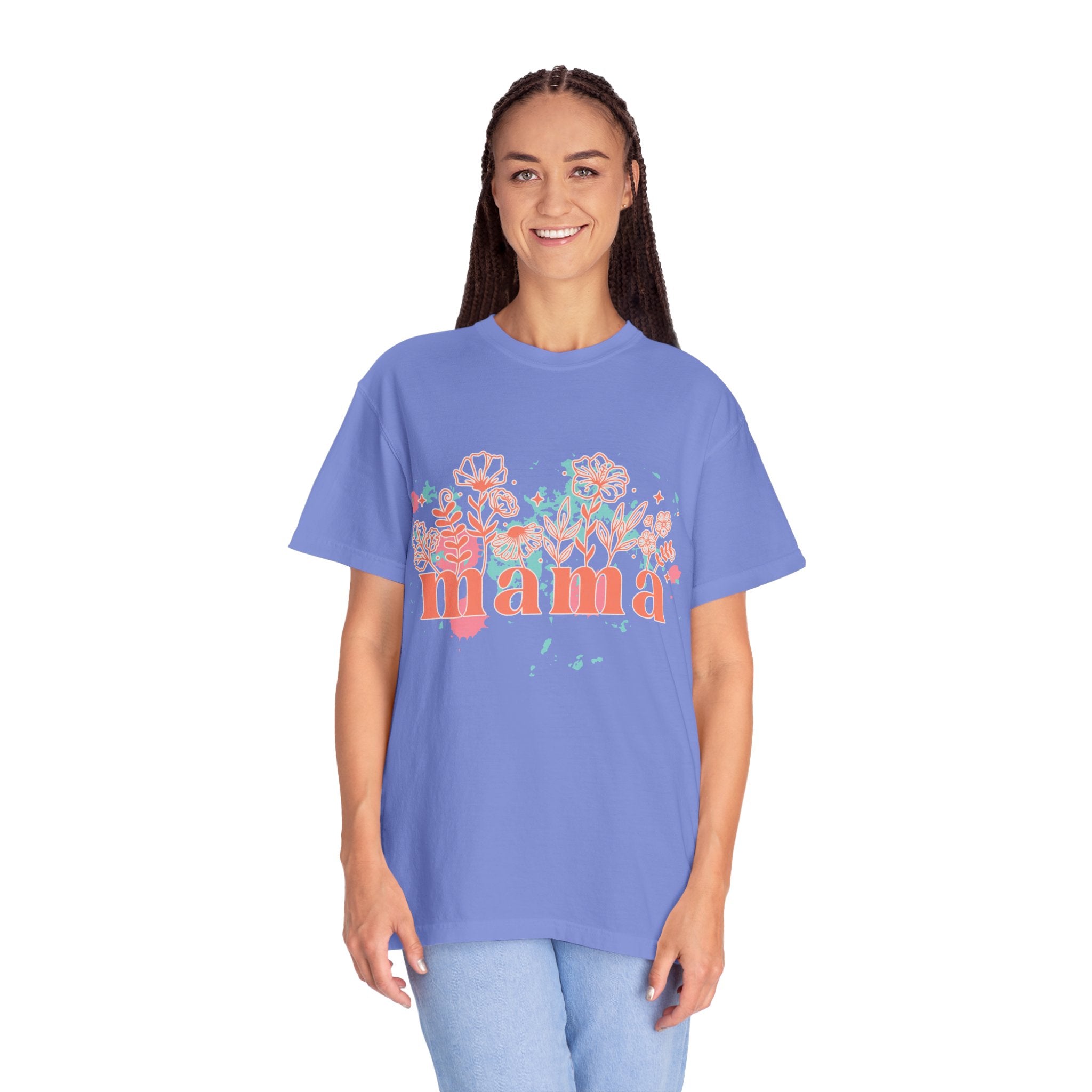 Mama Wildflower Floral Textured Splash Tee