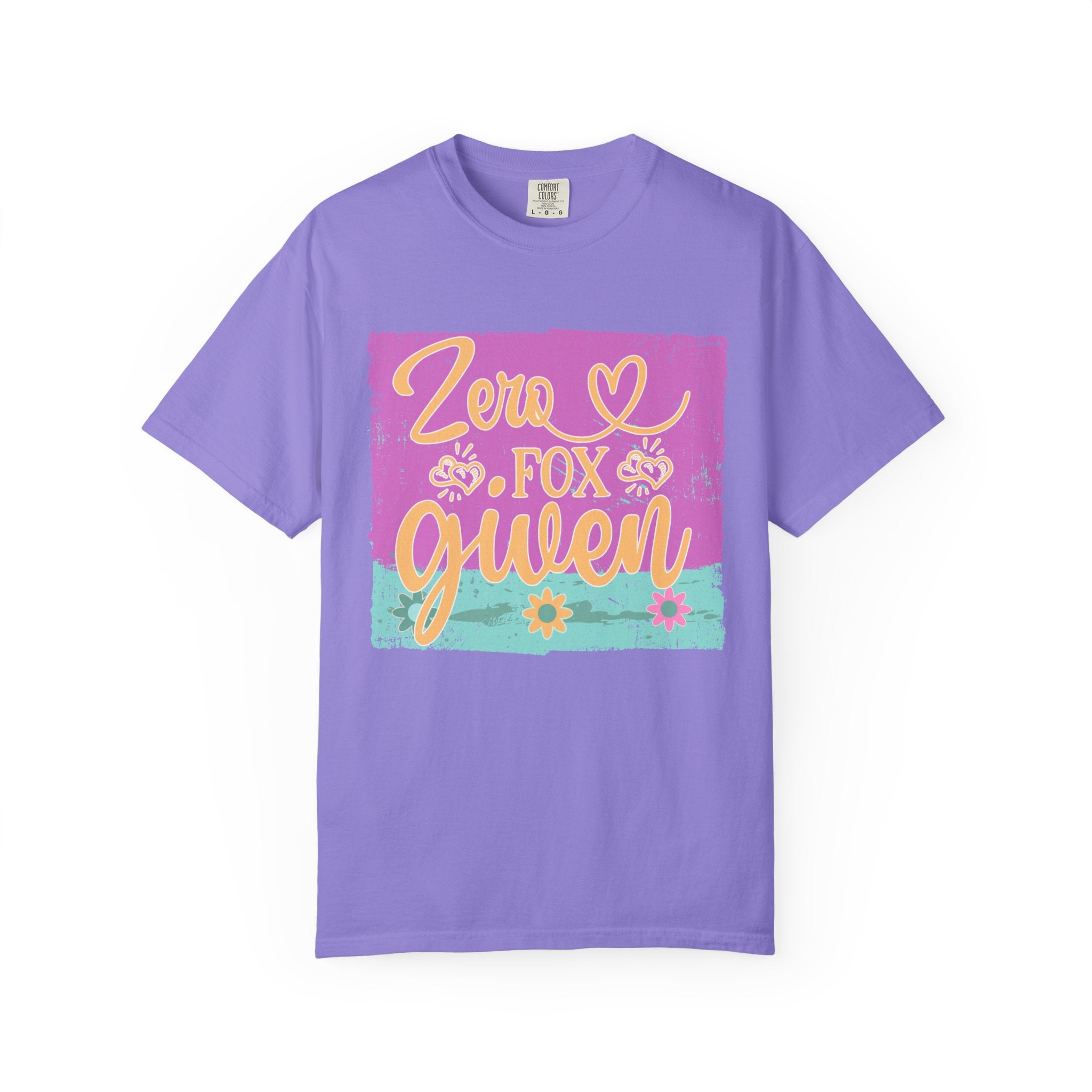 Textured T-Shirt — "Zero Fox Given" Retro Floral Graphic Tee