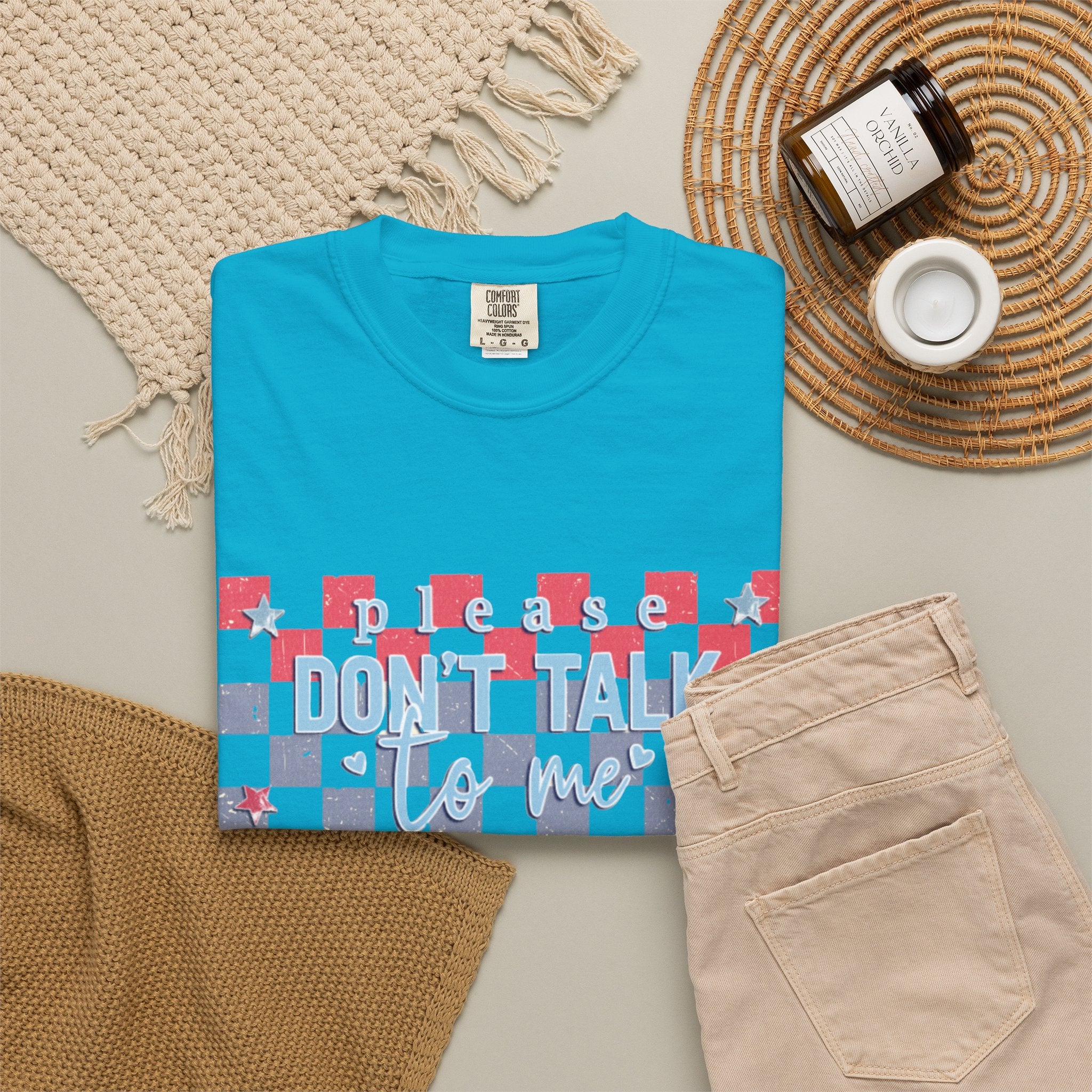Textured Don’t Talk to Me Checkerboard T-Shirt — Retro USA Graphic Tee