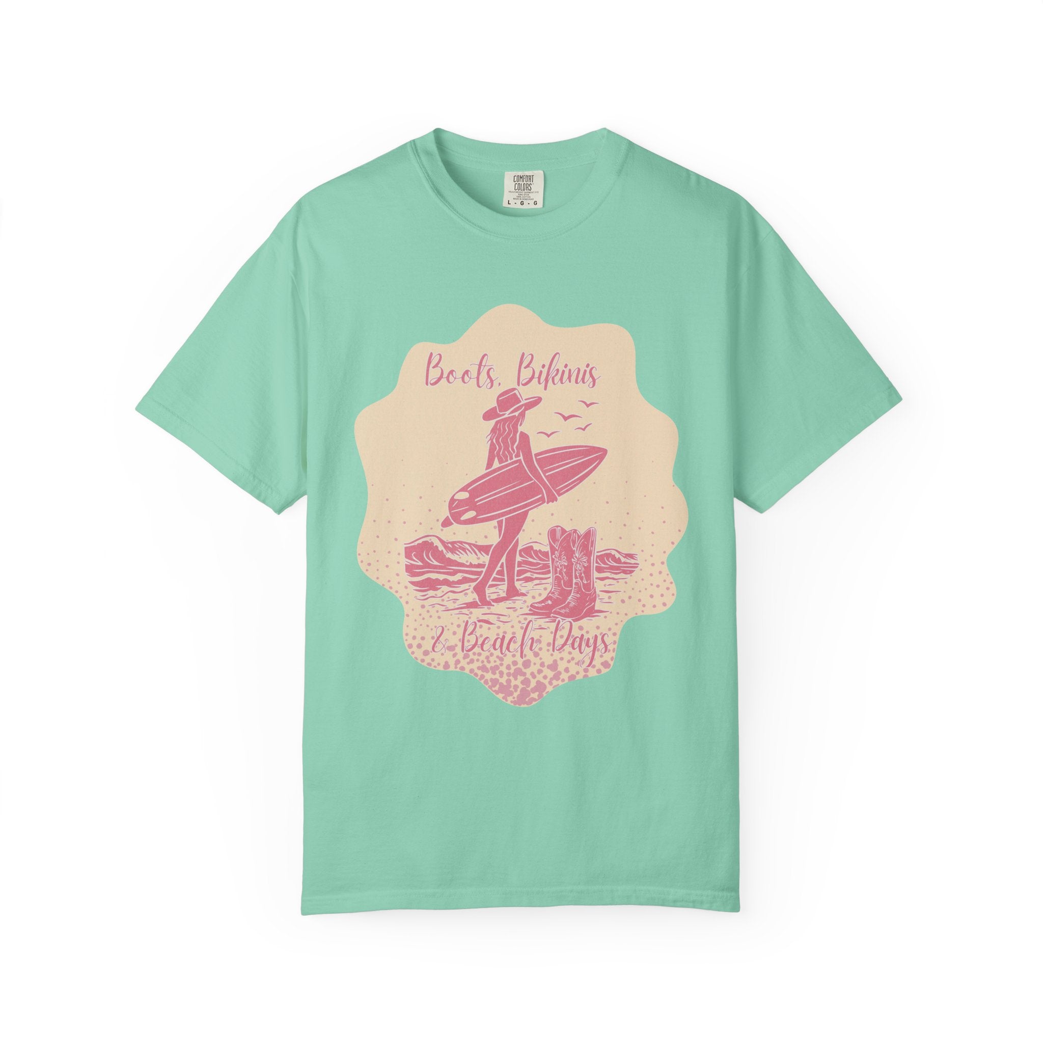 Textured Surf Beach Vintage T-Shirt — 'Beach Bums & Good Vibes' Retro Surf Graphic