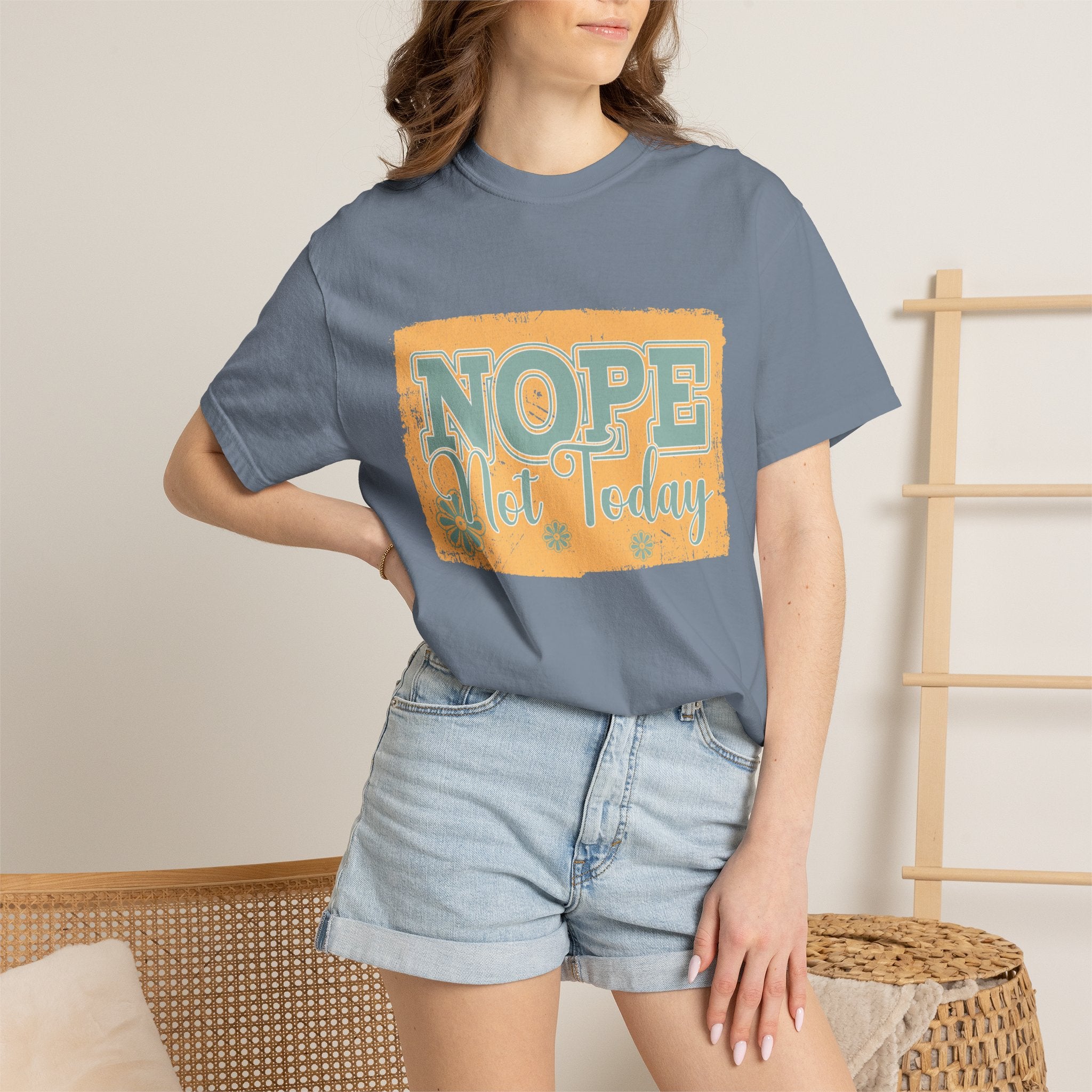 NOPE Not Today T-shirt | Textured Retro Beach Script Graphic