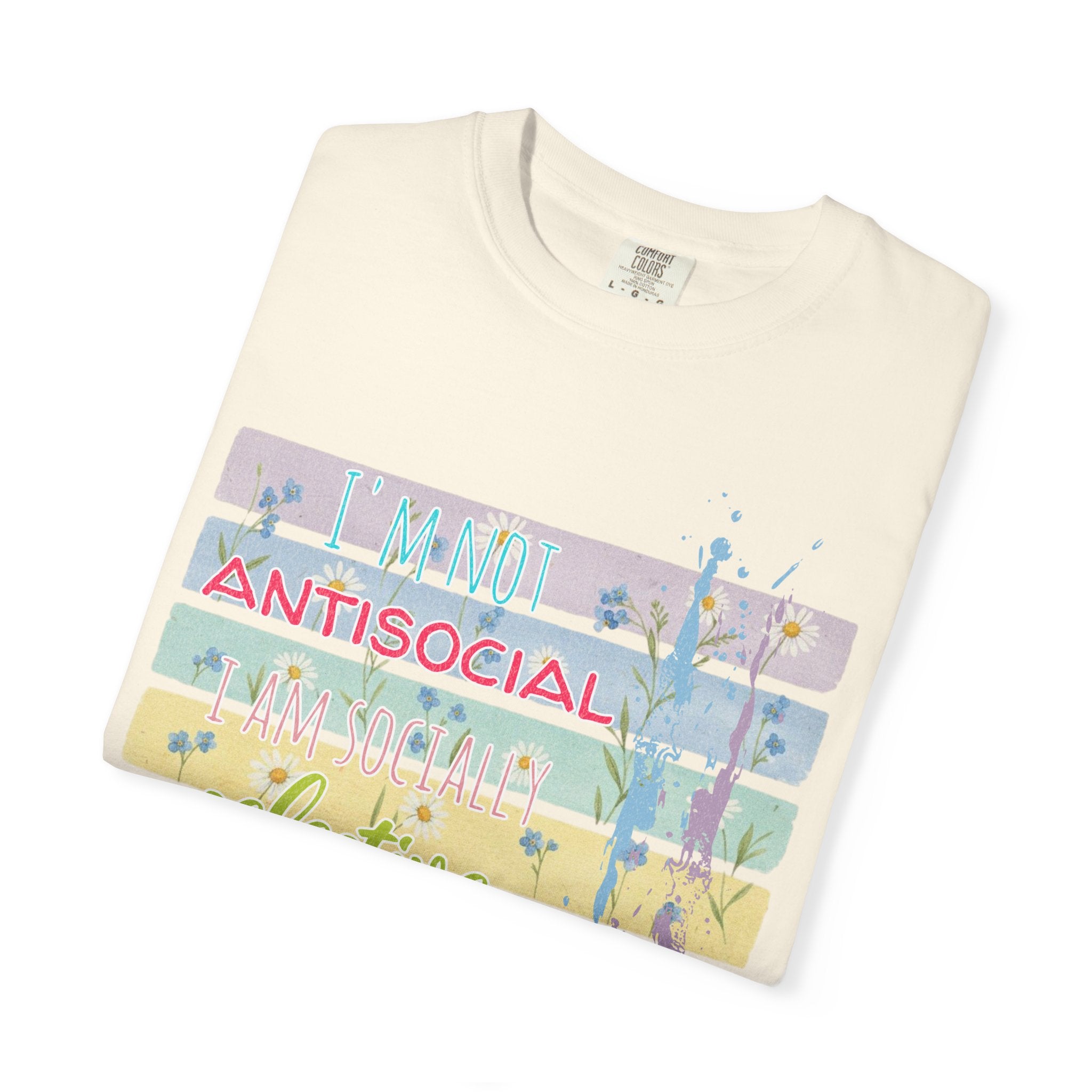 Antisocial Selective T-Shirt — Pastel Stripes Floral Graphic Tee