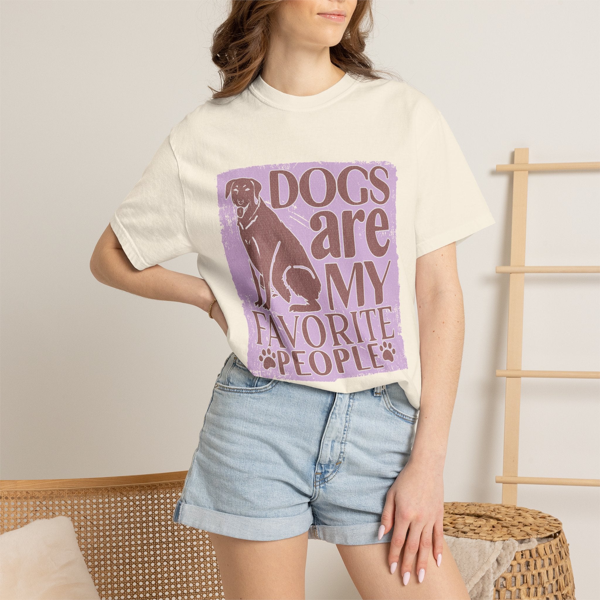 Textured Dogs Are My Favorite People T-Shirt – Retro Paw Print Dog Lover Tee