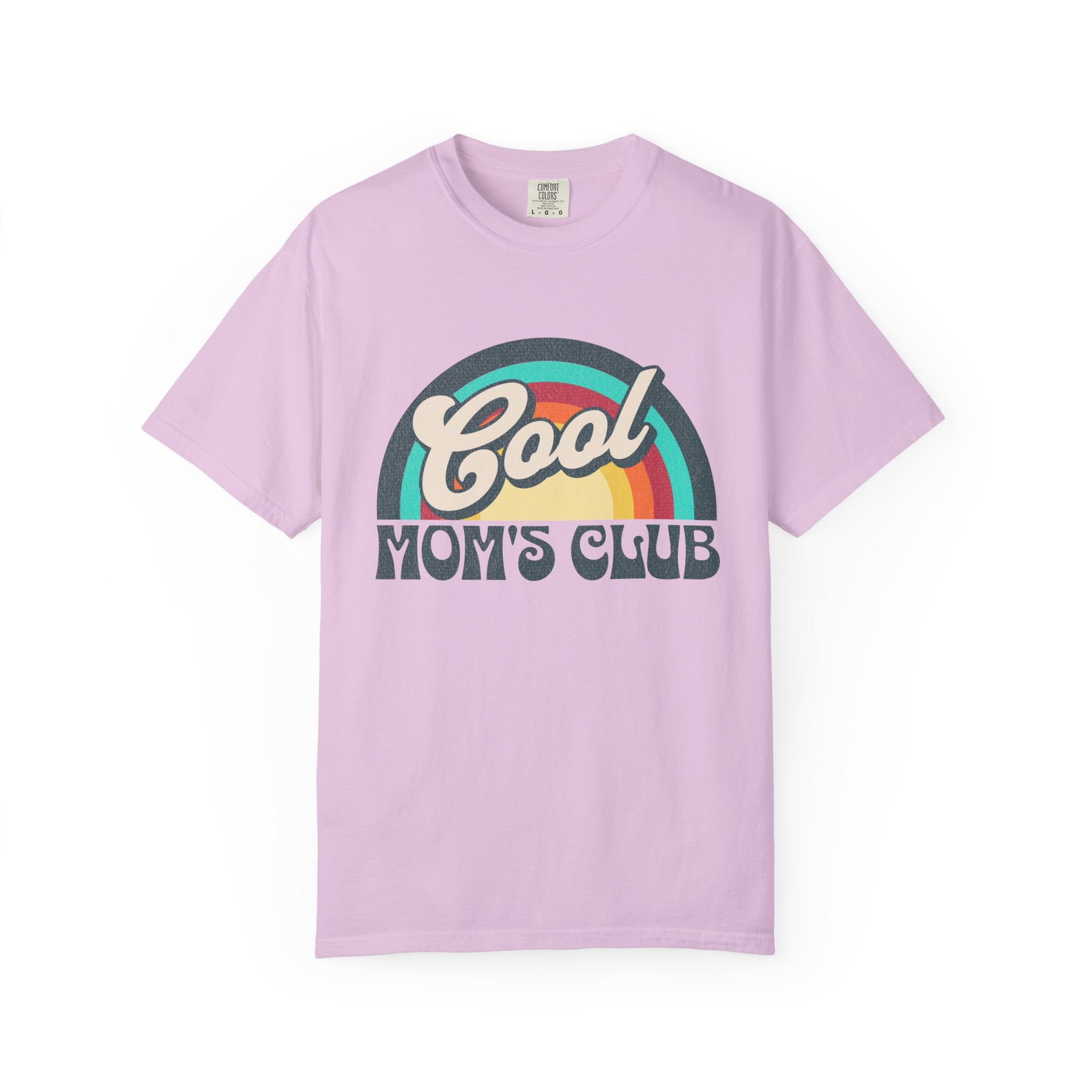 Cool Moms Club Textured T-shirt | Retro Cool Moms Club Rainbow