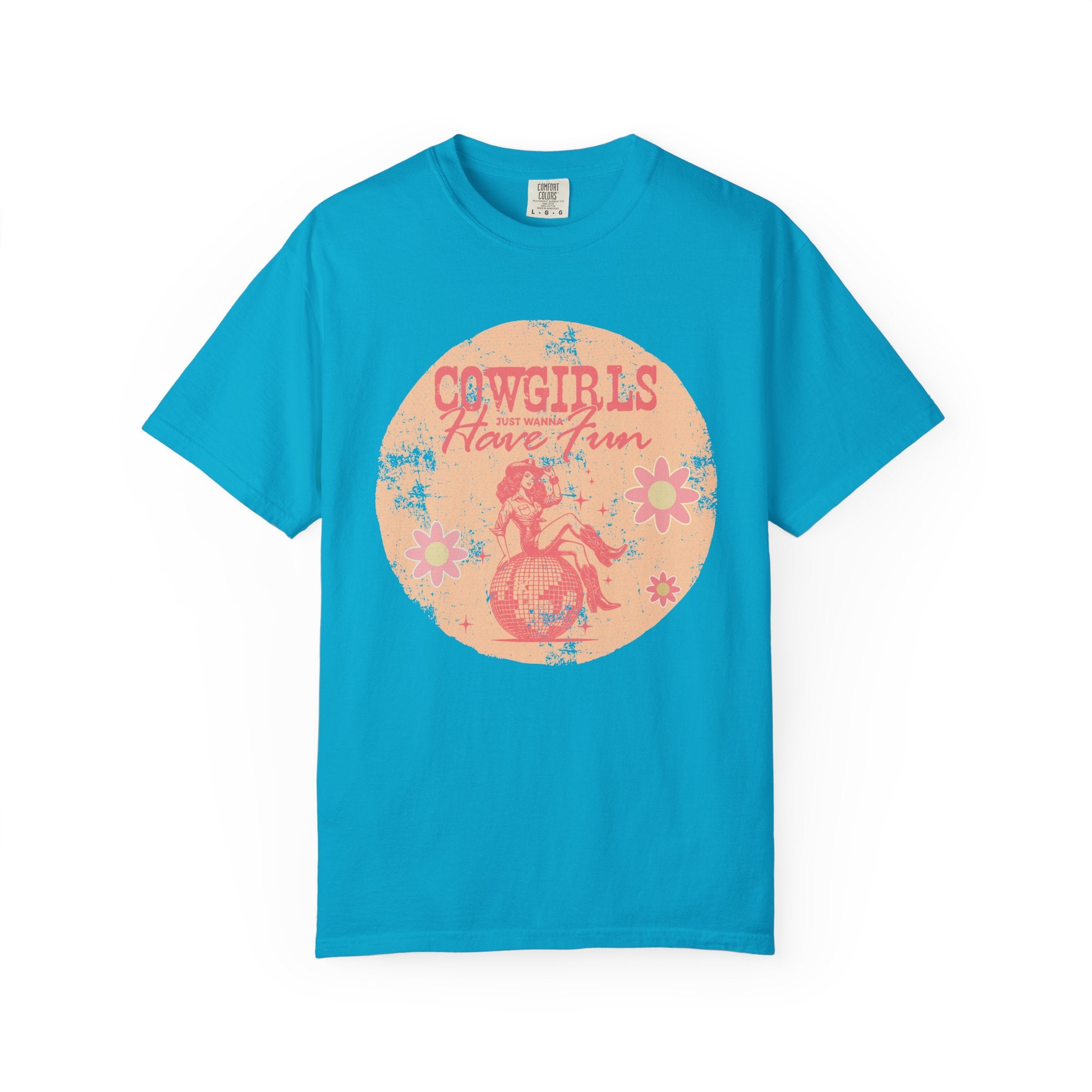 Cowgirls Just Wanna Have Fun Textured Retro Graphic T-Shirt