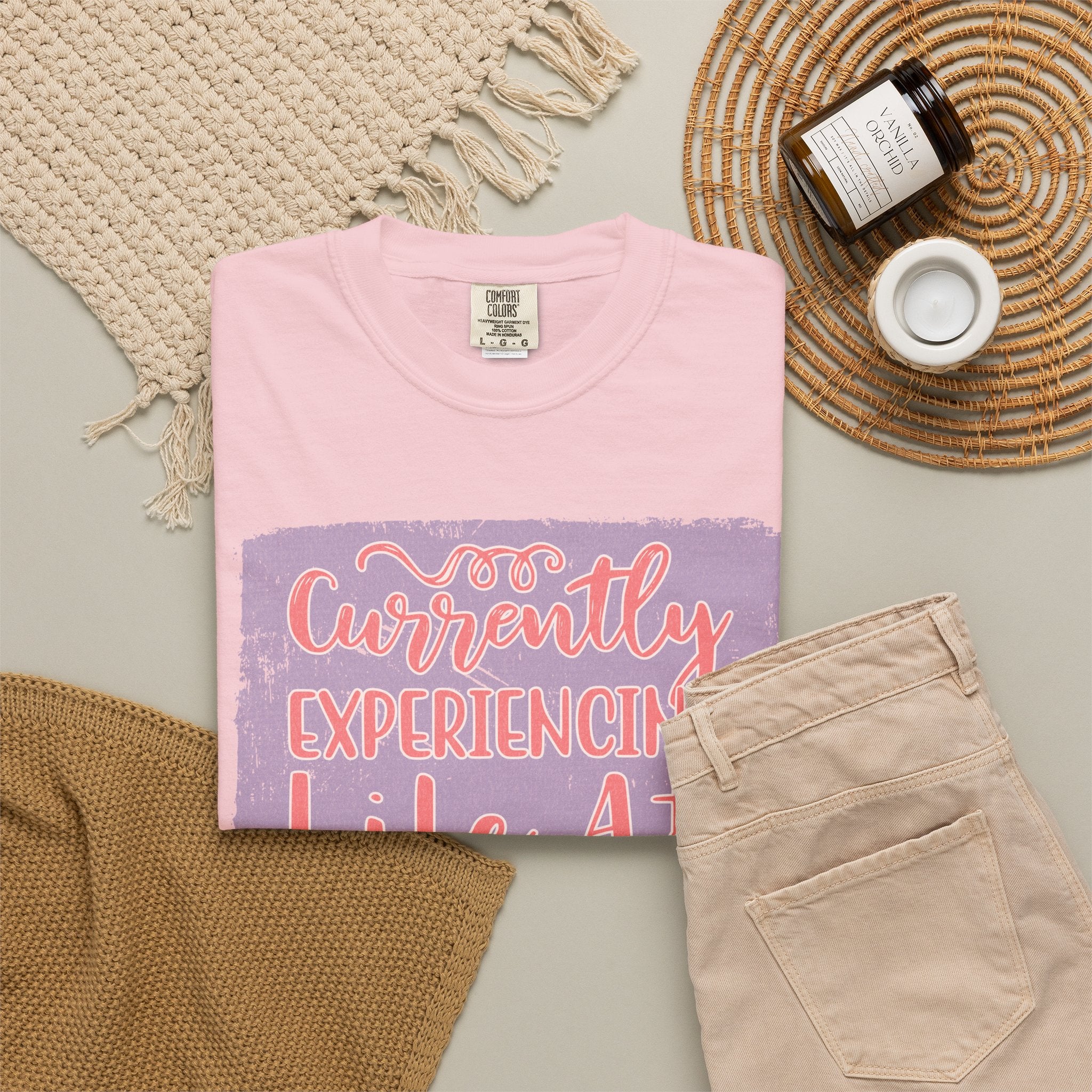 Textured T‑Shirt — “Currently Experiencing Life at 15 WTFs Per Hour” Funny Graphic Tee
