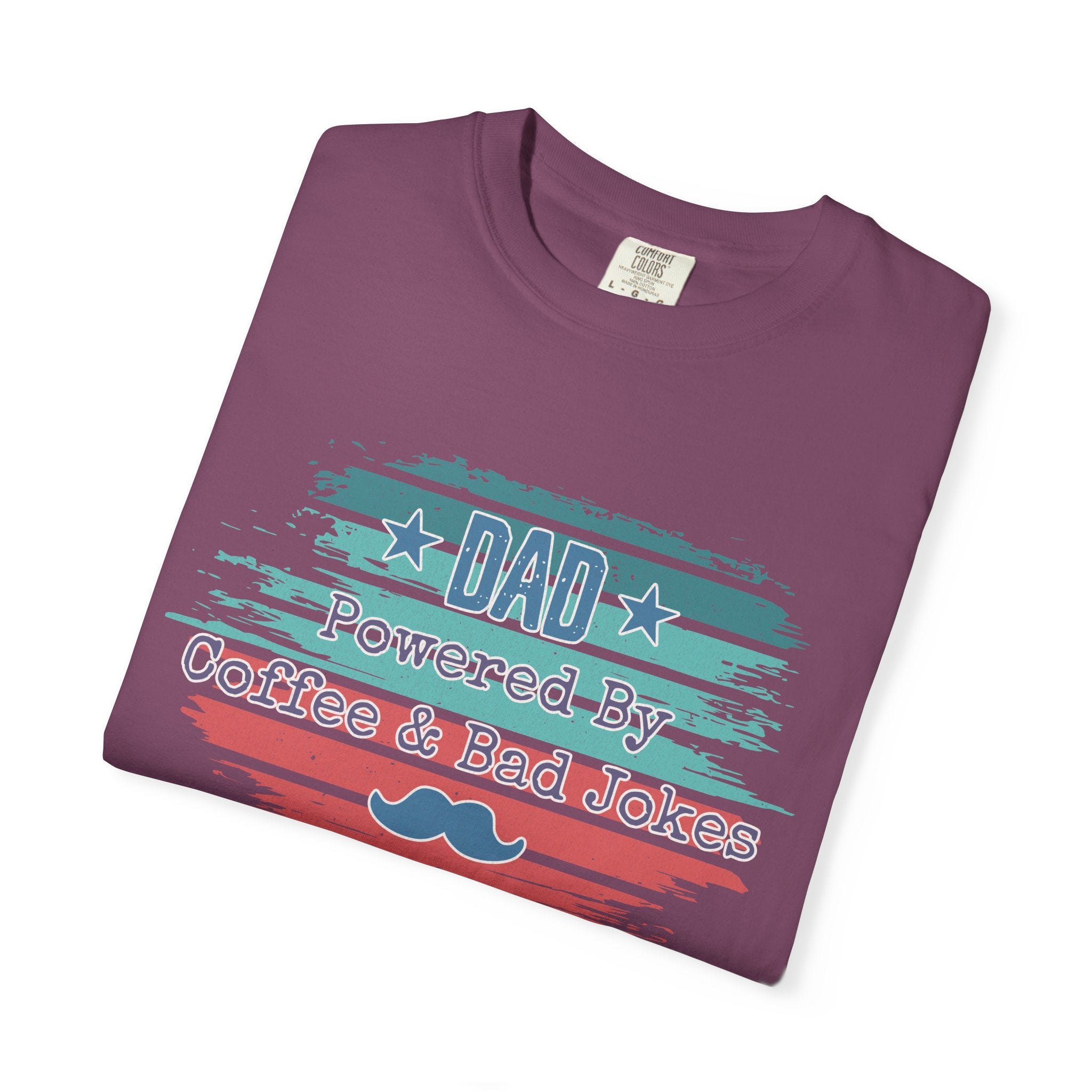 Dad "Powered by Coffee & Bad Jokers" Textured T-Shirt