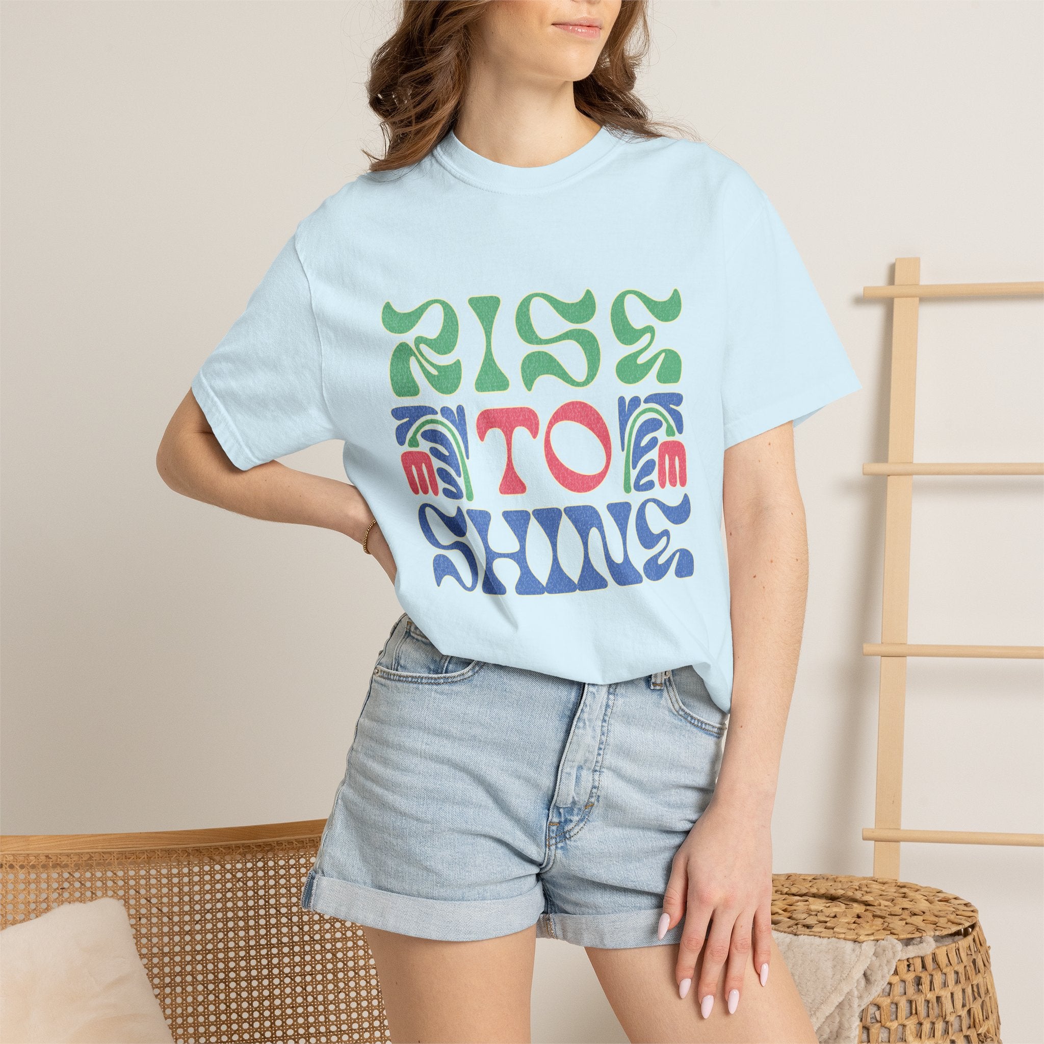 Groovy Textured T-Shirt — Rise to Shine Retro Graphic Tee