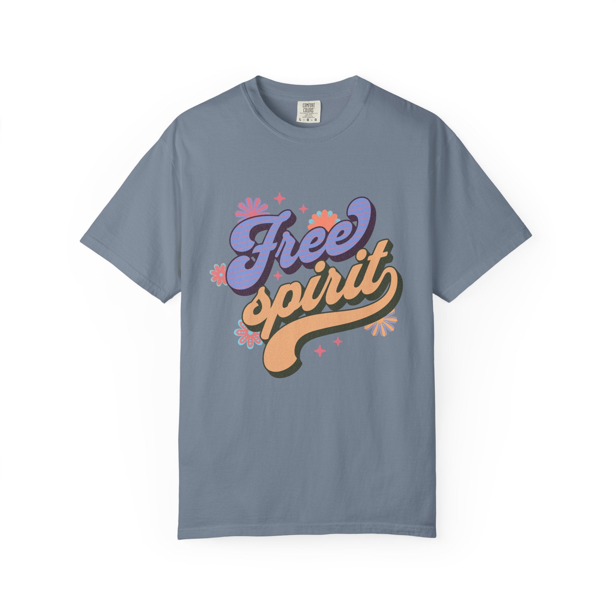 Textured Free Spirit T-Shirt — Retro Hand-Lettered Graphic Tee