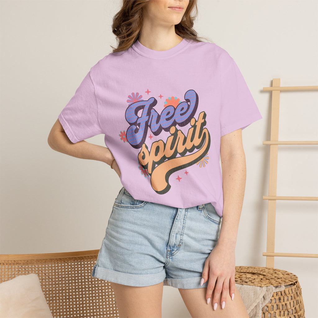 Textured Free Spirit T-Shirt — Retro Hand-Lettered Graphic Tee