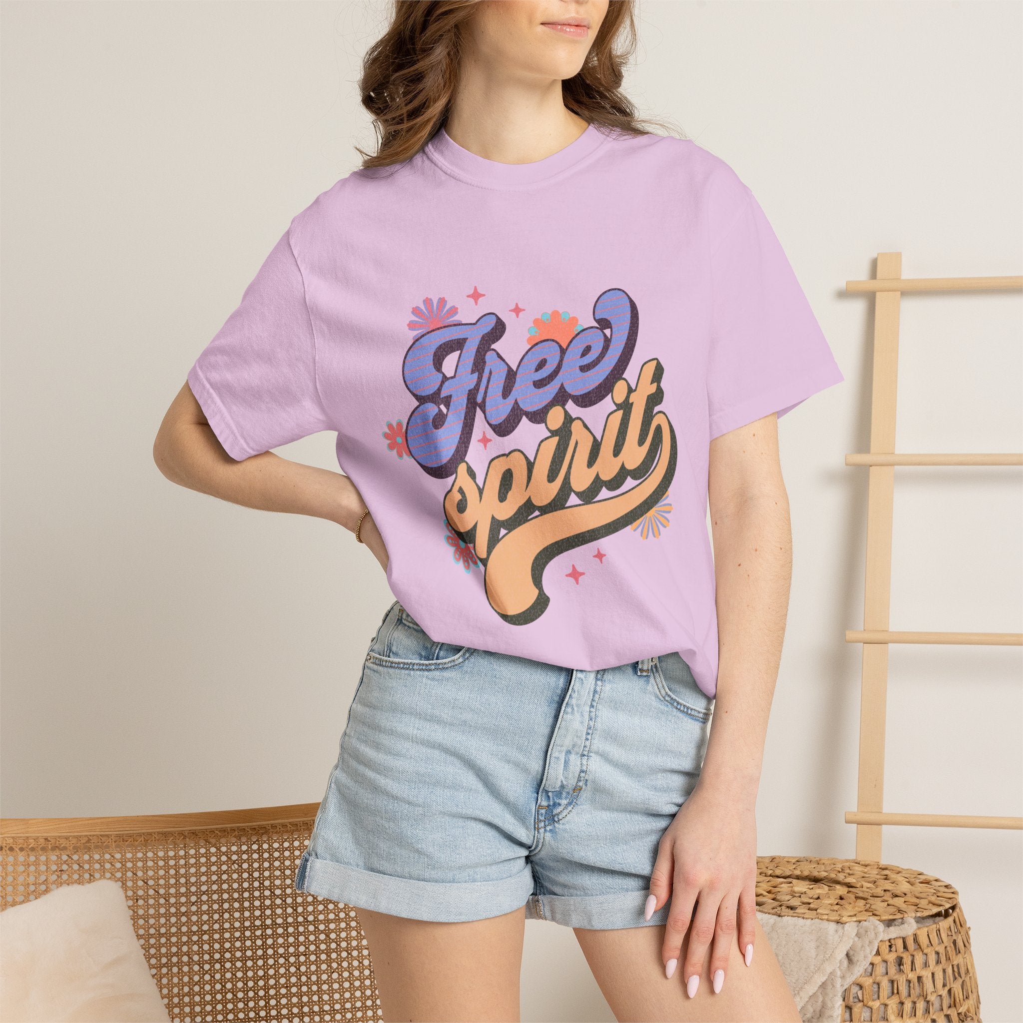 Textured Free Spirit T-Shirt — Retro Hand-Lettered Graphic Tee