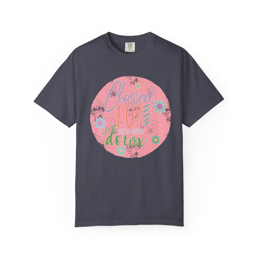 Closed For Detox Textured T‑Shirt — Cute Floral Wellness Tee