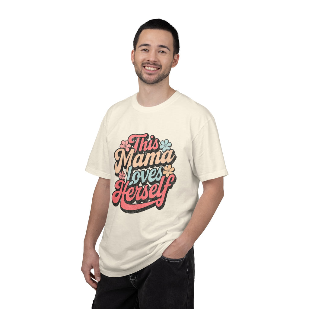 This Mama Loves Herself T-Shirt |Textured Retro Floral Typography